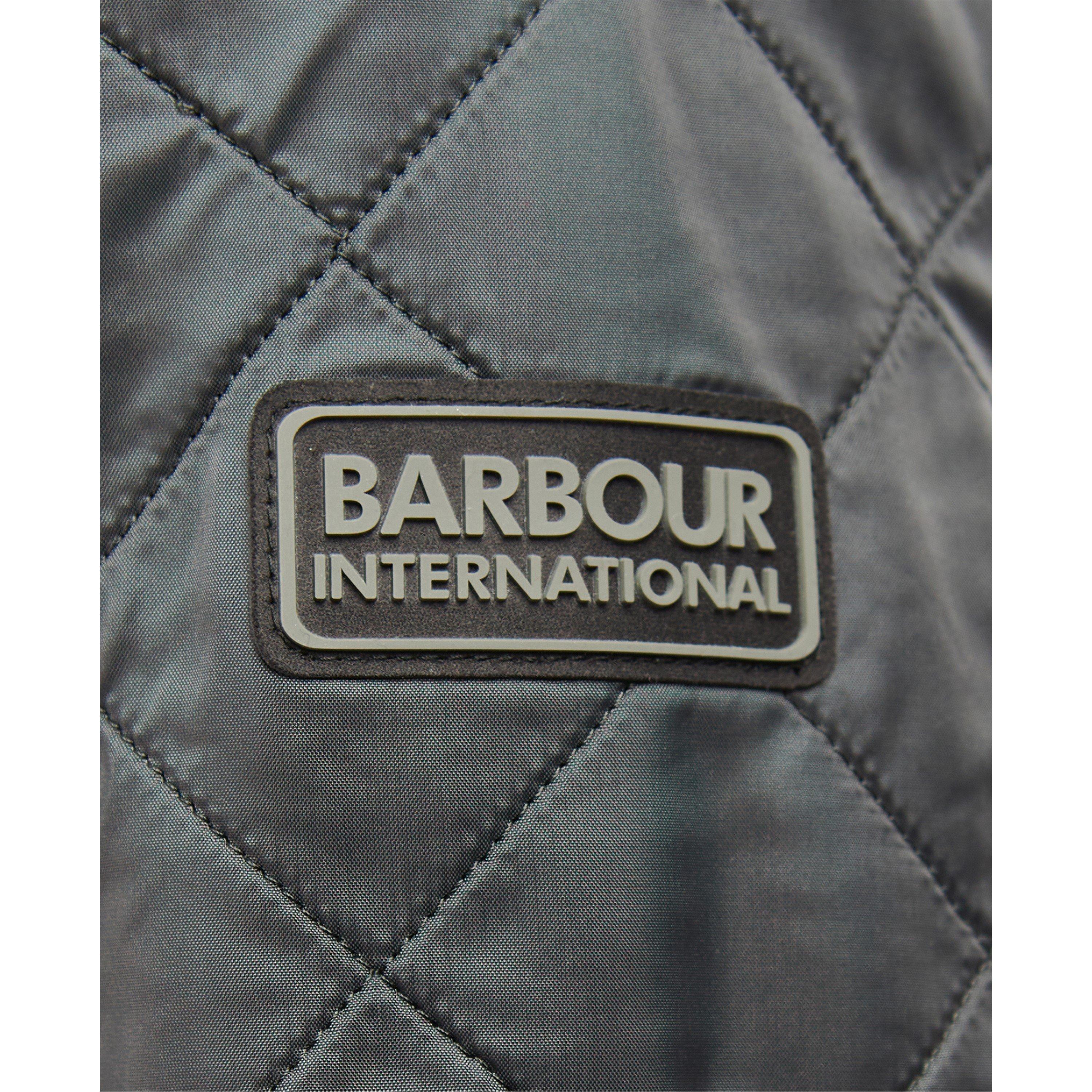 Charcoal CH71 - Barbour International - Men's Ariel Diamond Quilted Stand Collar Long Sleeve Tailored Fit Jacket - 6