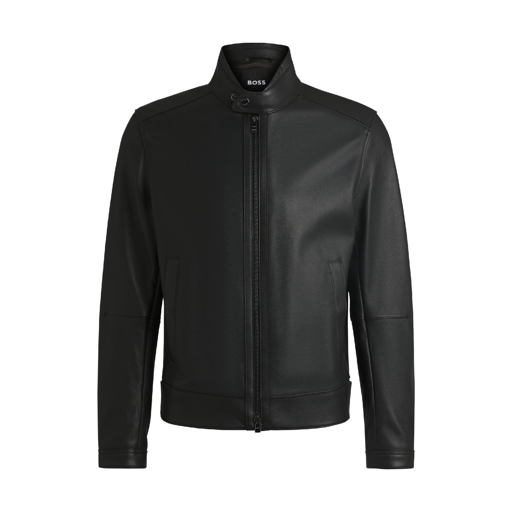 Black - Boss - H-Mansell3 10257647 01 Leather Jacket Mens - 4