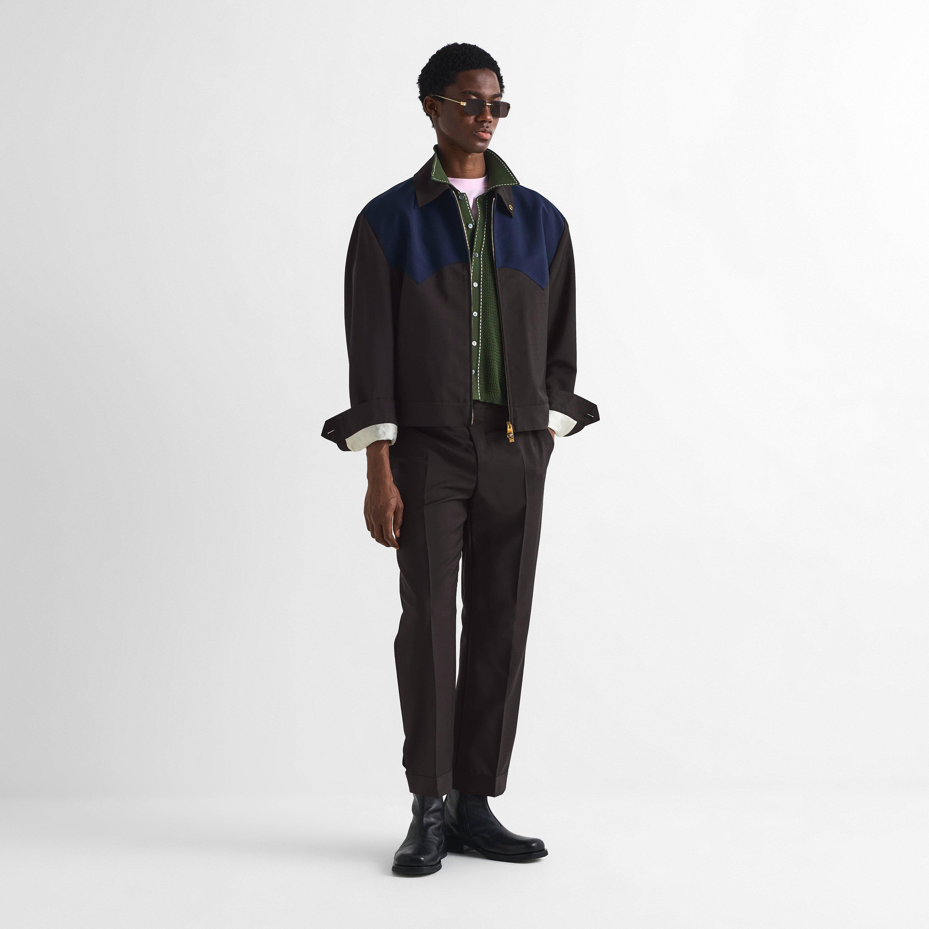 Chocolate/Navy - Versace - Men's Harrington Jacket - 6