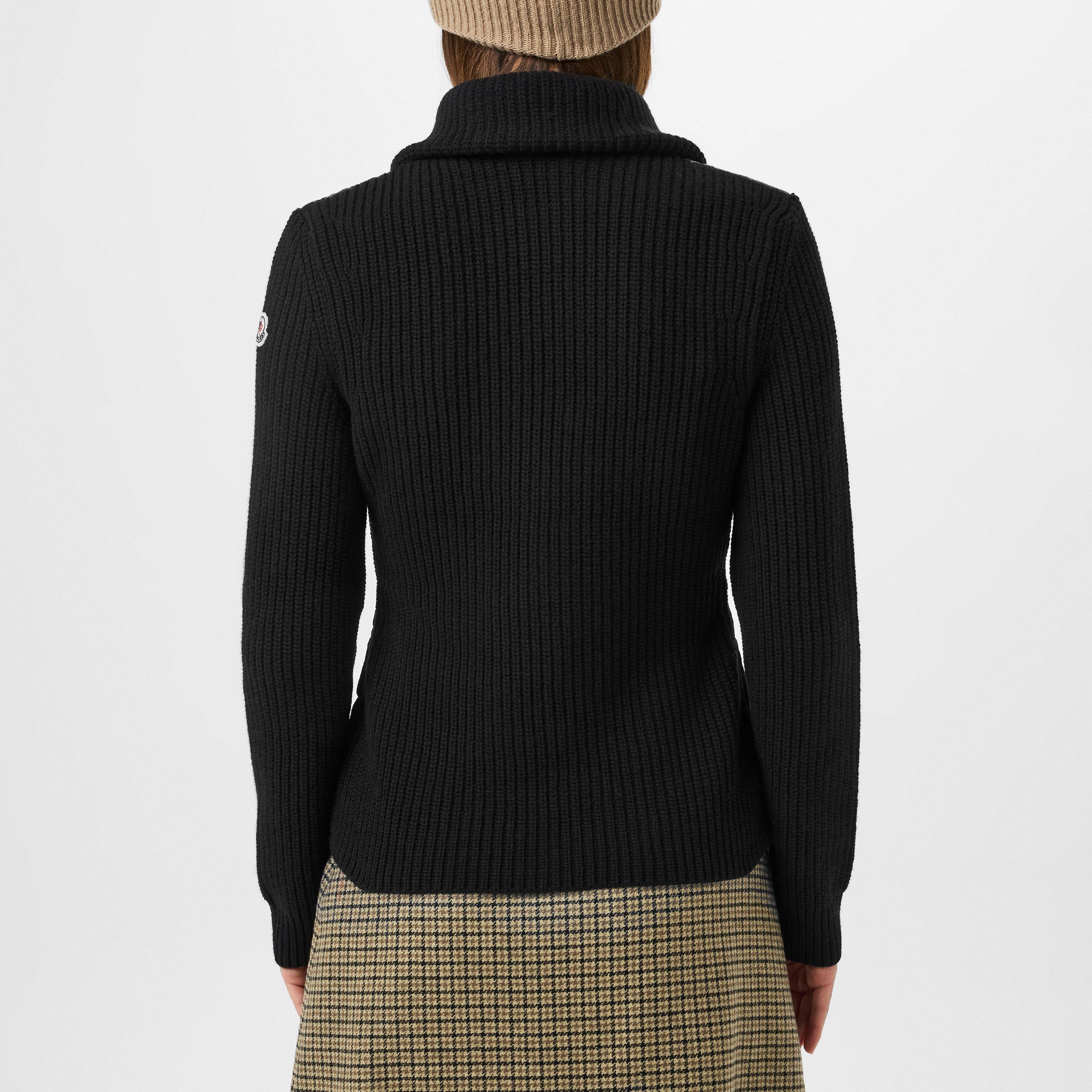 Black 999 - Moncler - Women's Padded Wool Water Resistant Long Sleeve Slim Fit Hybrid Jacket - 4