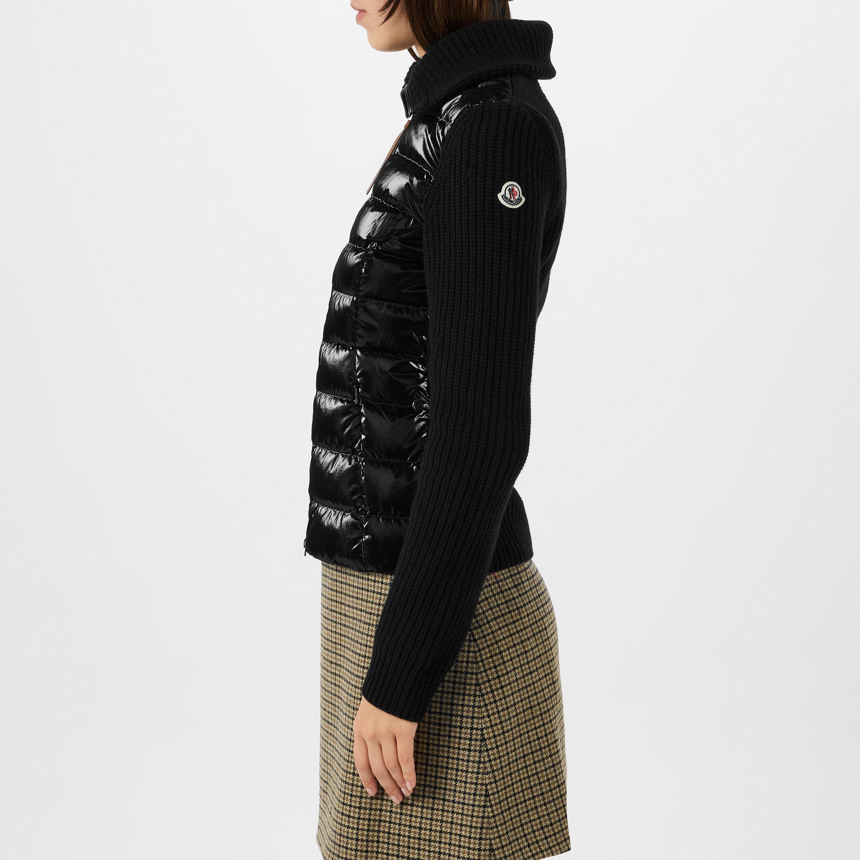 Black 999 - Moncler - Women's Padded Wool Water Resistant Long Sleeve Slim Fit Hybrid Jacket - 5