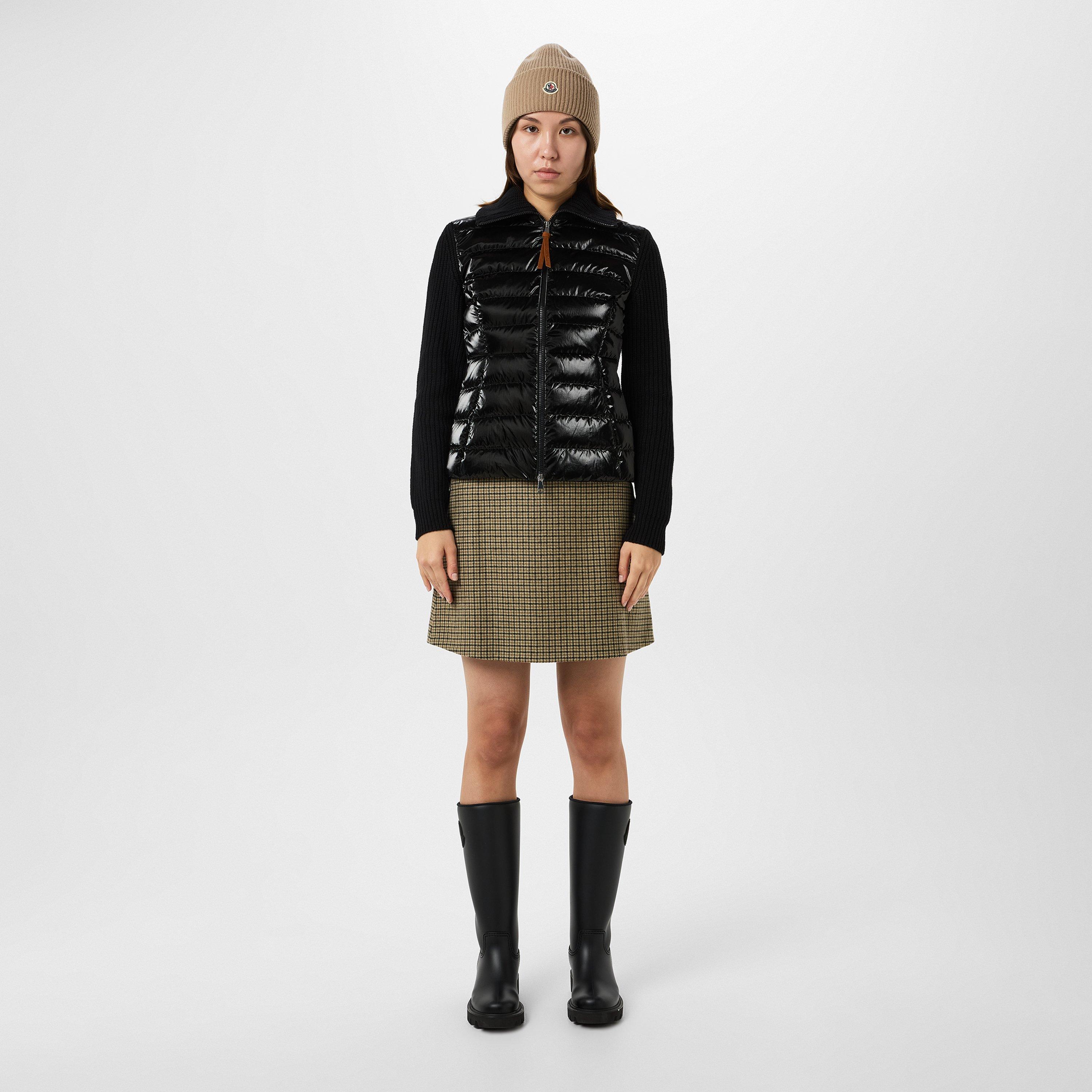 Black 999 - Moncler - Women's Padded Wool Water Resistant Long Sleeve Slim Fit Hybrid Jacket - 6