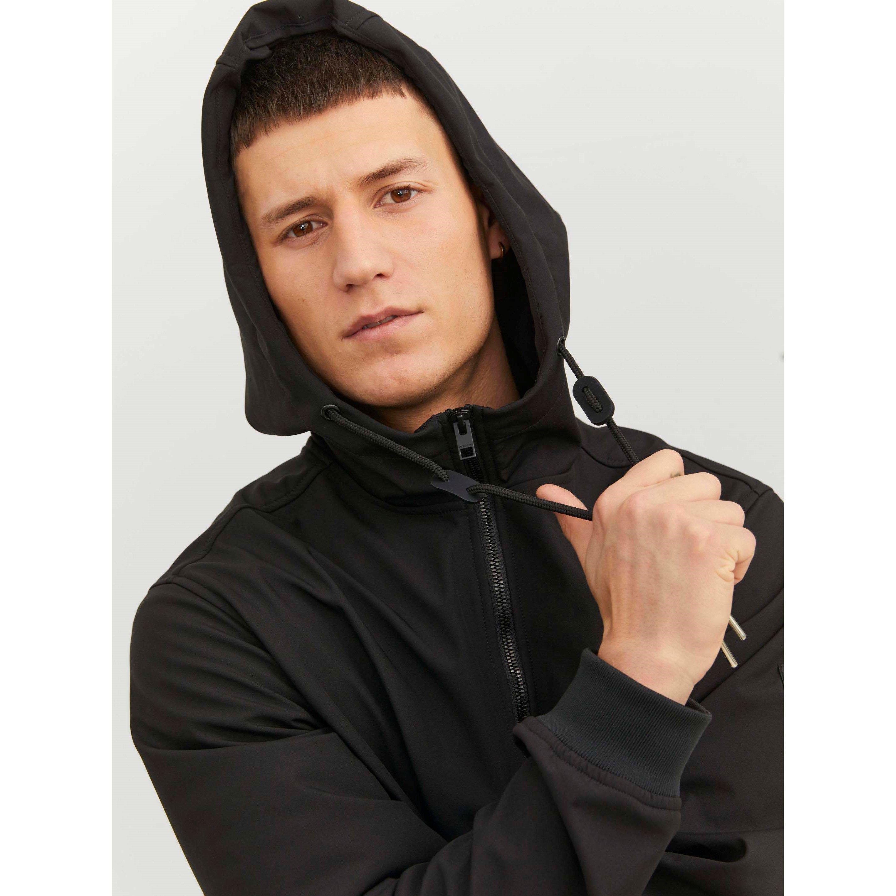 Black - Jack and Jones - Softshell Zip Hooded Jacket Mens - 6