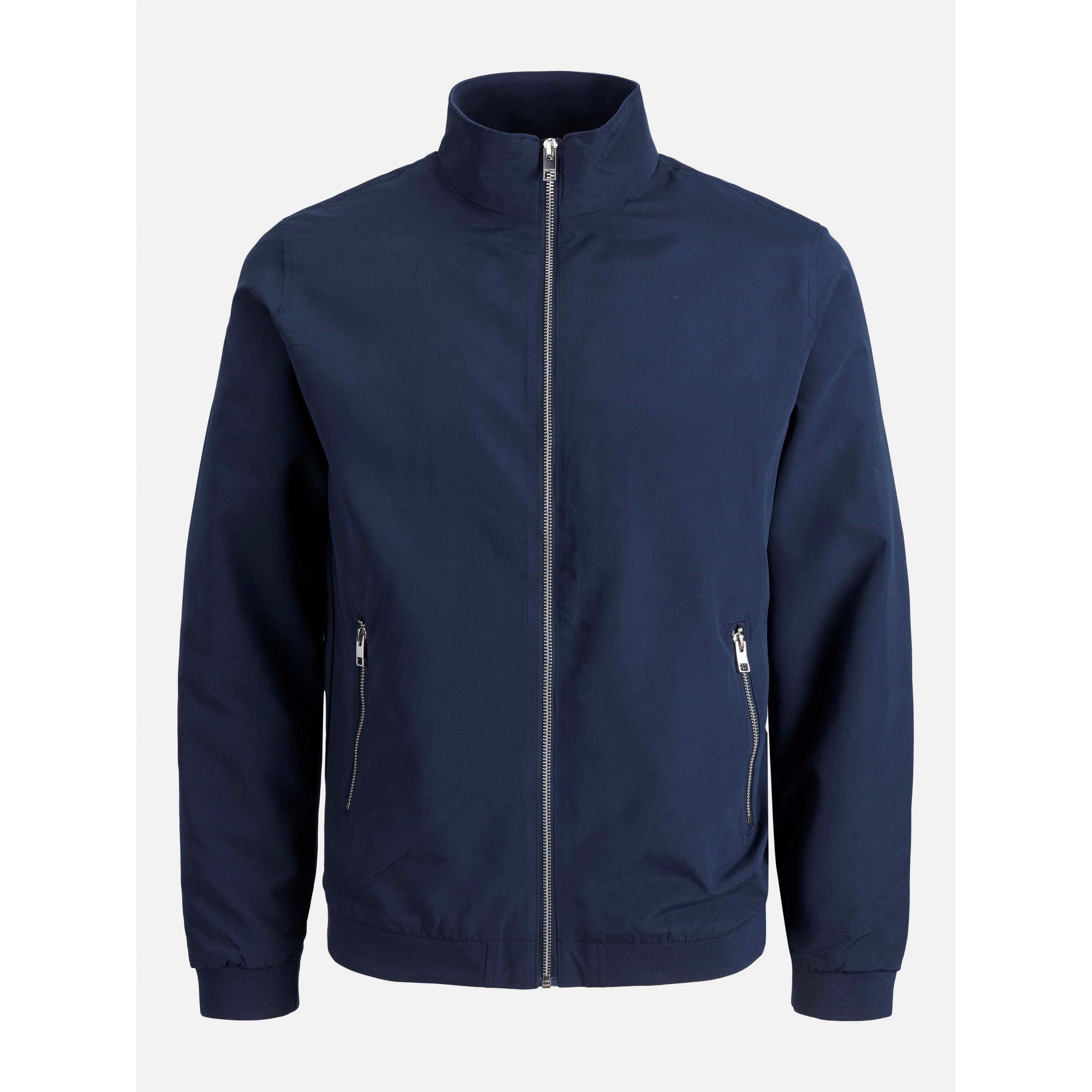 Jack And Jones Men's Rush Harrington Bomber Jacket - Navy Blazer - L