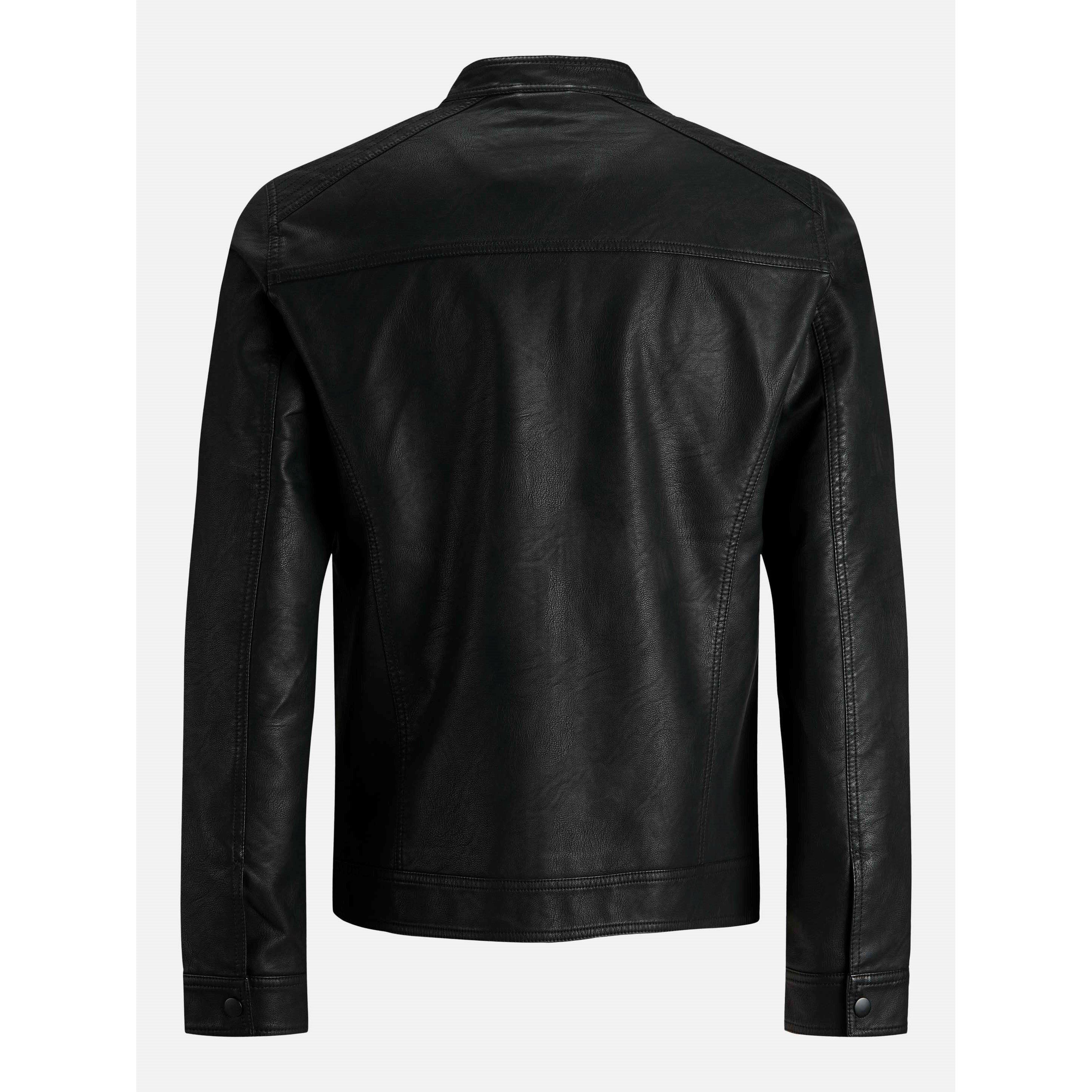 Black - Jack and Jones - Warner Faux Leather Jacket Mens - 2
