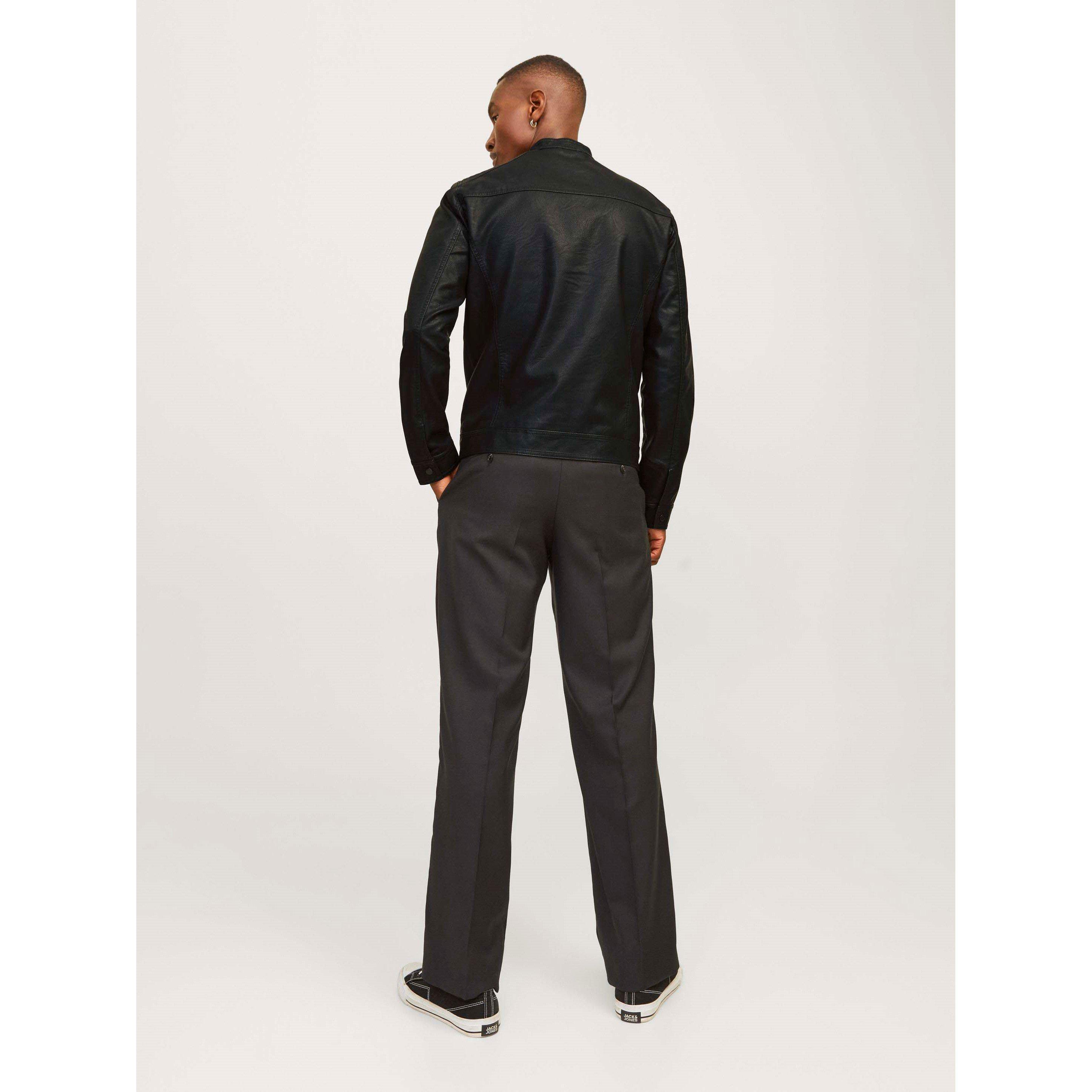 Black - Jack and Jones - Warner Faux Leather Jacket Mens - 4