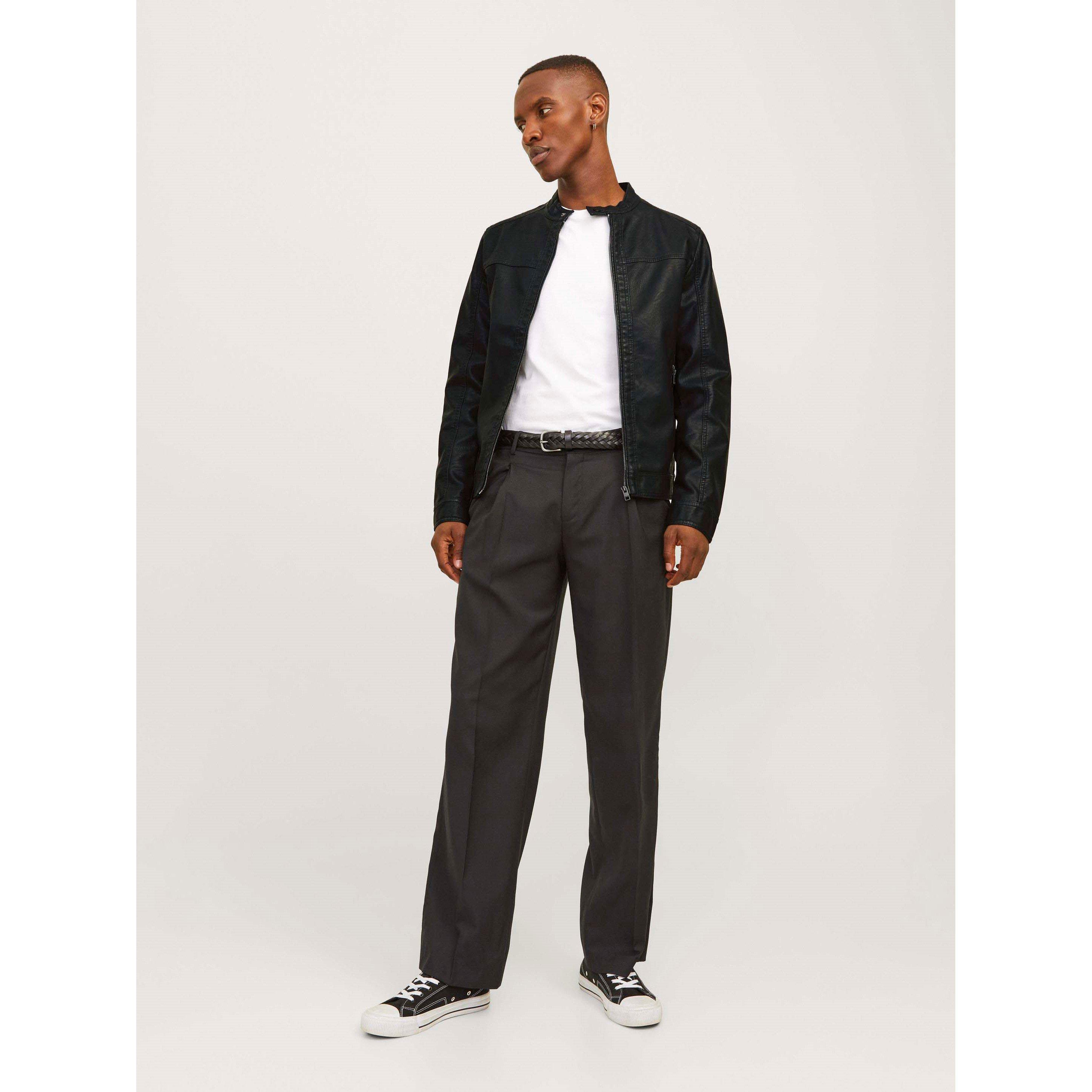 Black - Jack and Jones - Warner Faux Leather Jacket Mens - 8