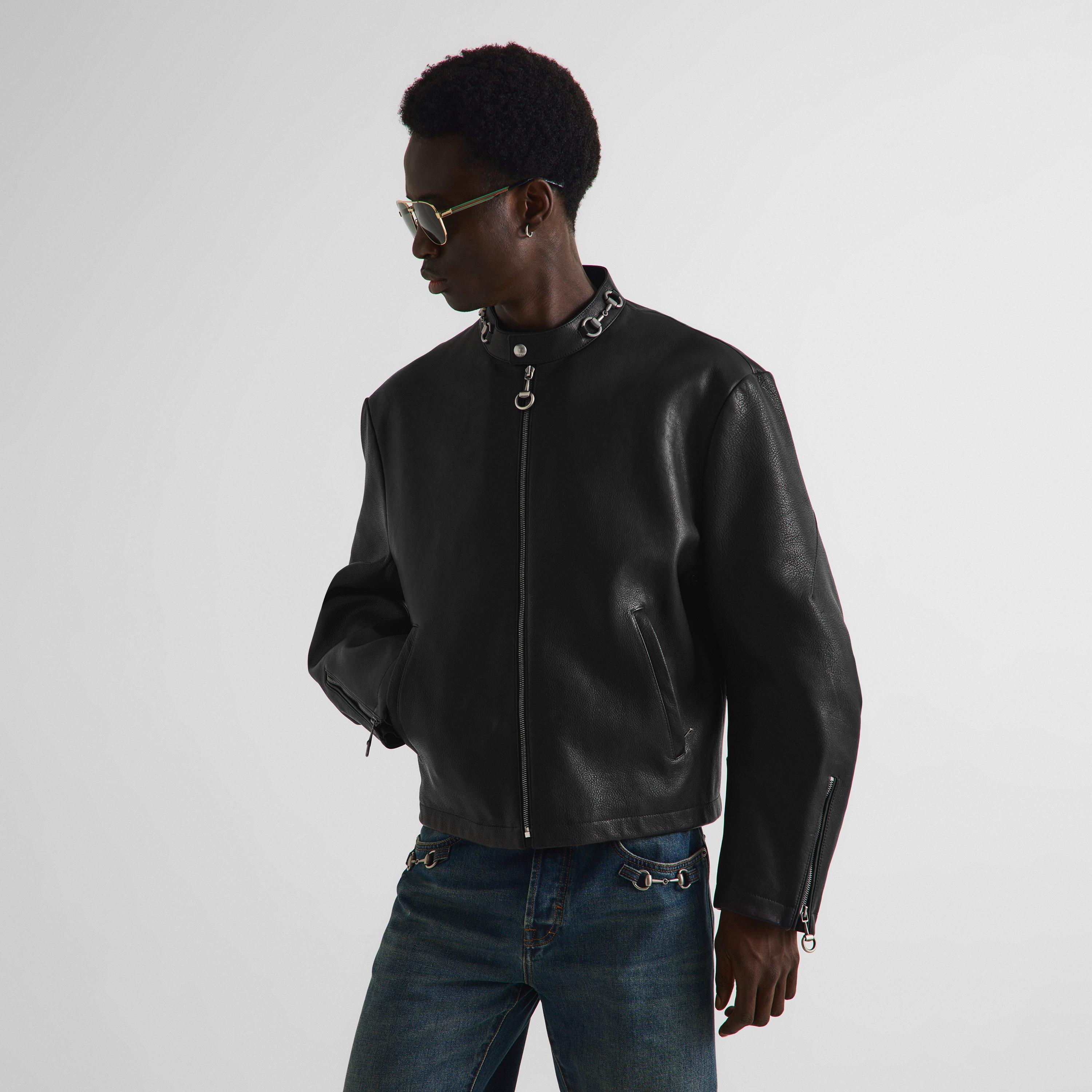 Black - Gucci - Men's Leather Jacket - 3
