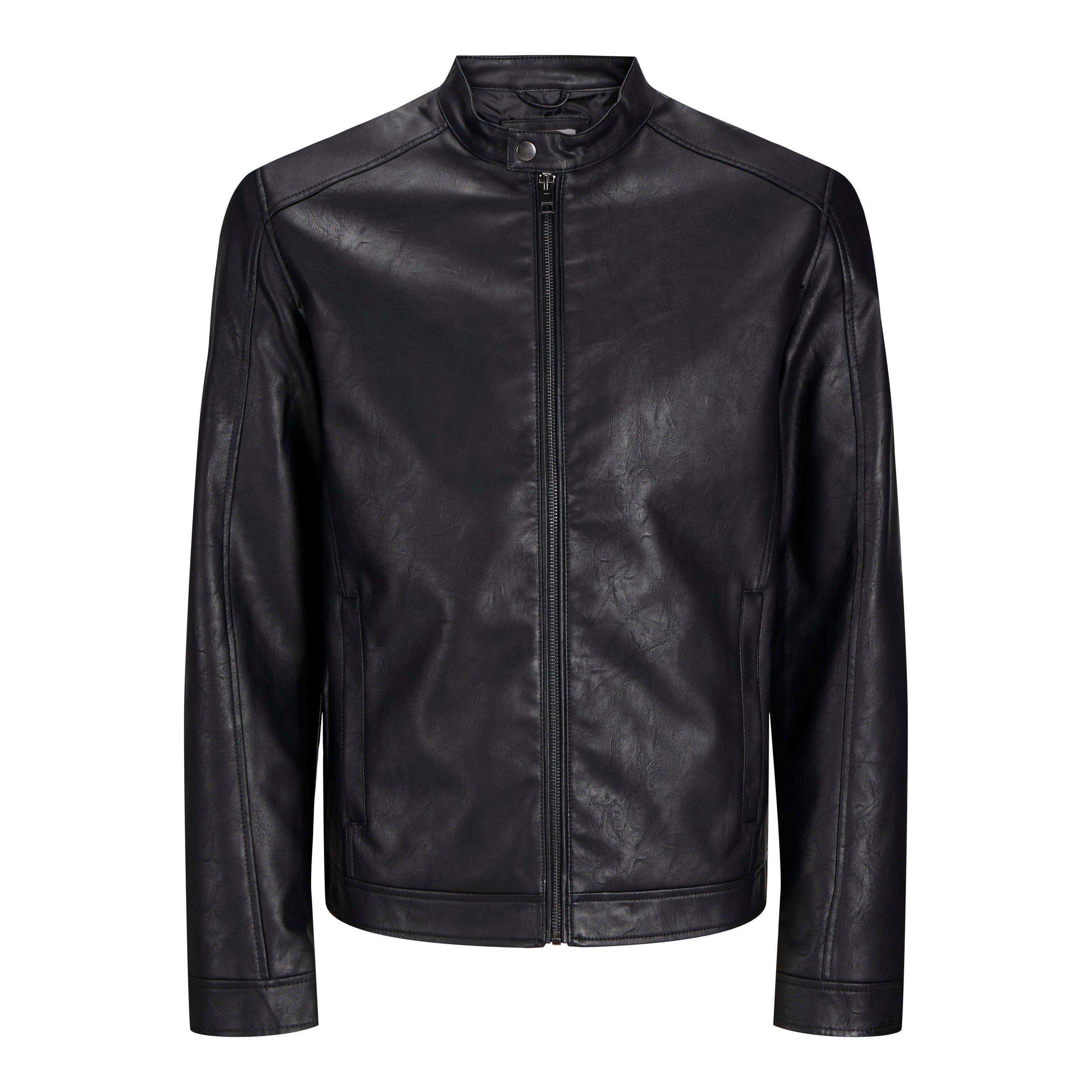 Jack And Jones Men's Jack Dylan Pu Jacket Plus Size - Black - 5XL