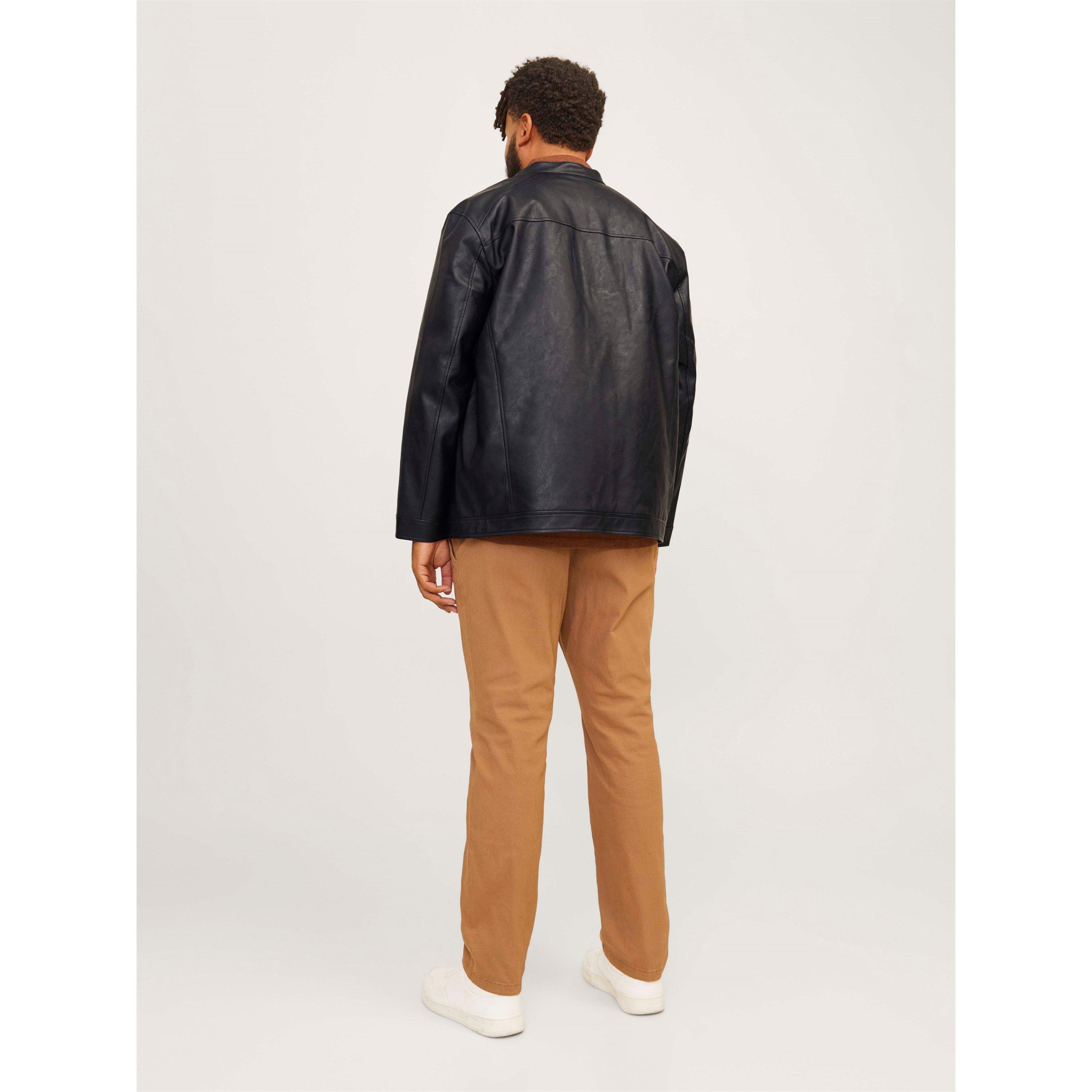 Black - Jack and Jones - Dylan PU Jacket Plus Size Mens - 3