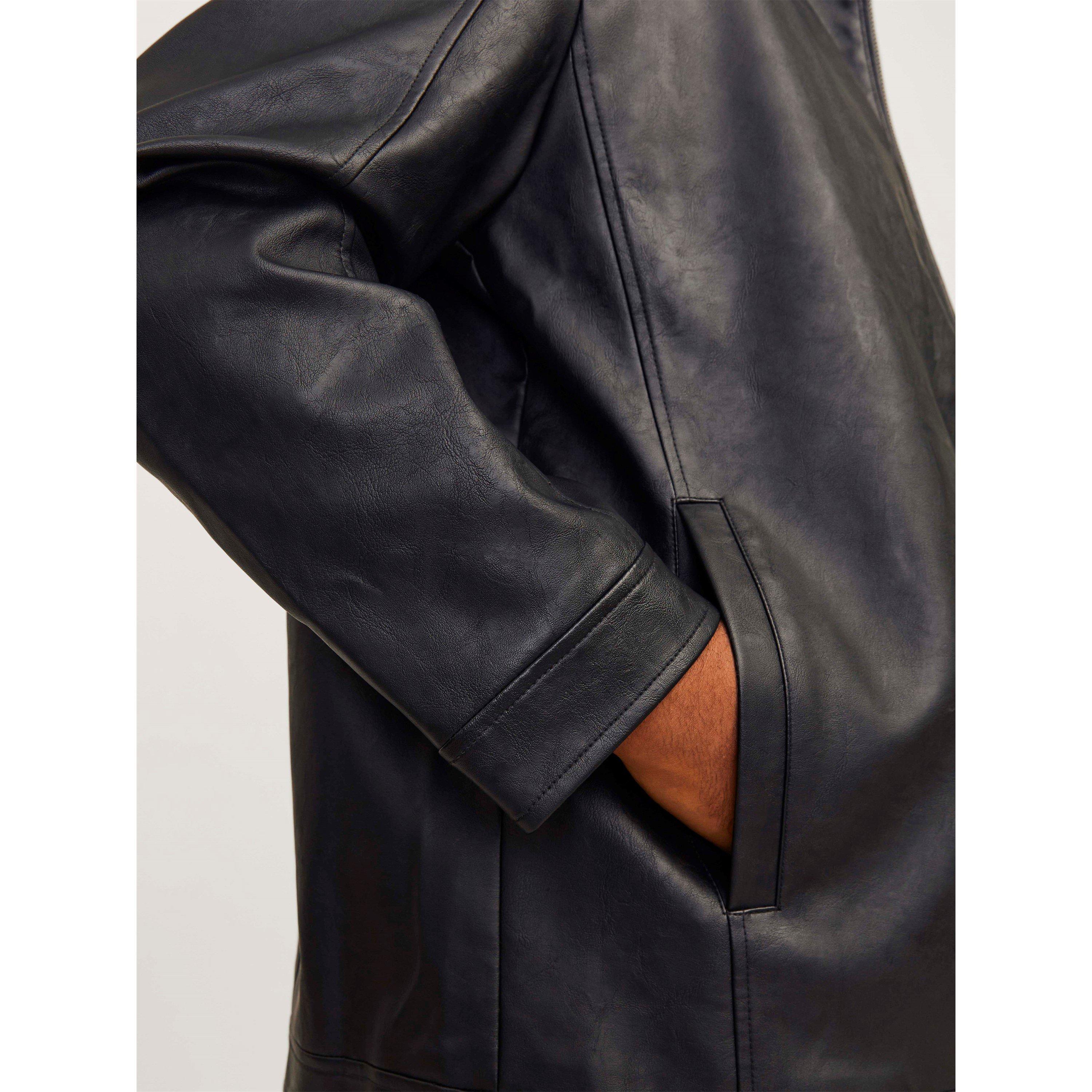 Black - Jack and Jones - Dylan PU Jacket Plus Size Mens - 4