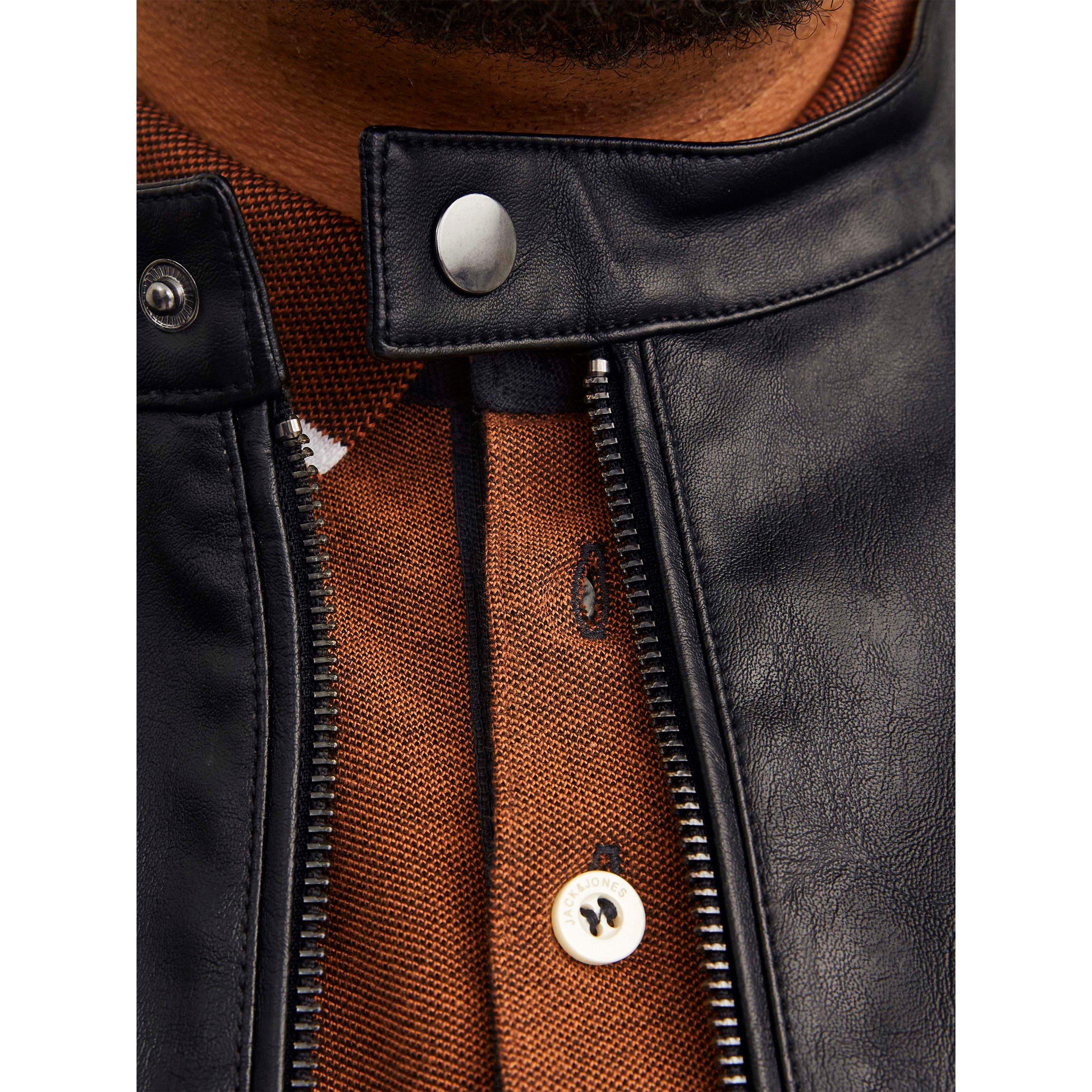 Black - Jack and Jones - Dylan PU Jacket Plus Size Mens - 5