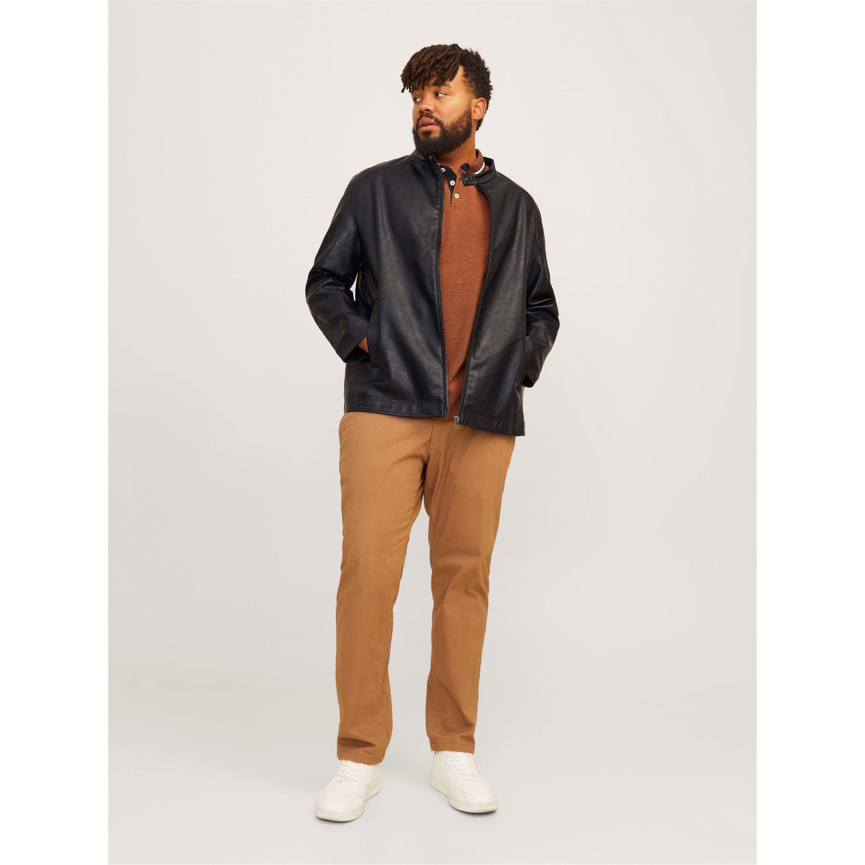 Black - Jack and Jones - Dylan PU Jacket Plus Size Mens - 7