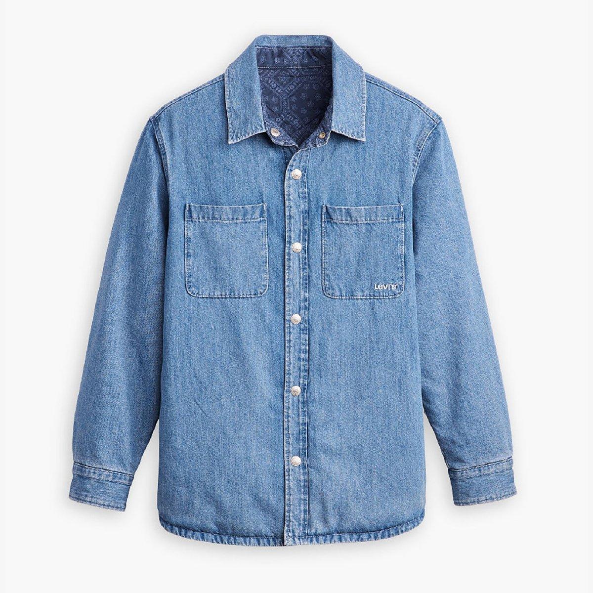 Levis Men's Bryant Padded Reversible Green Overshirt - Greenpoint - S