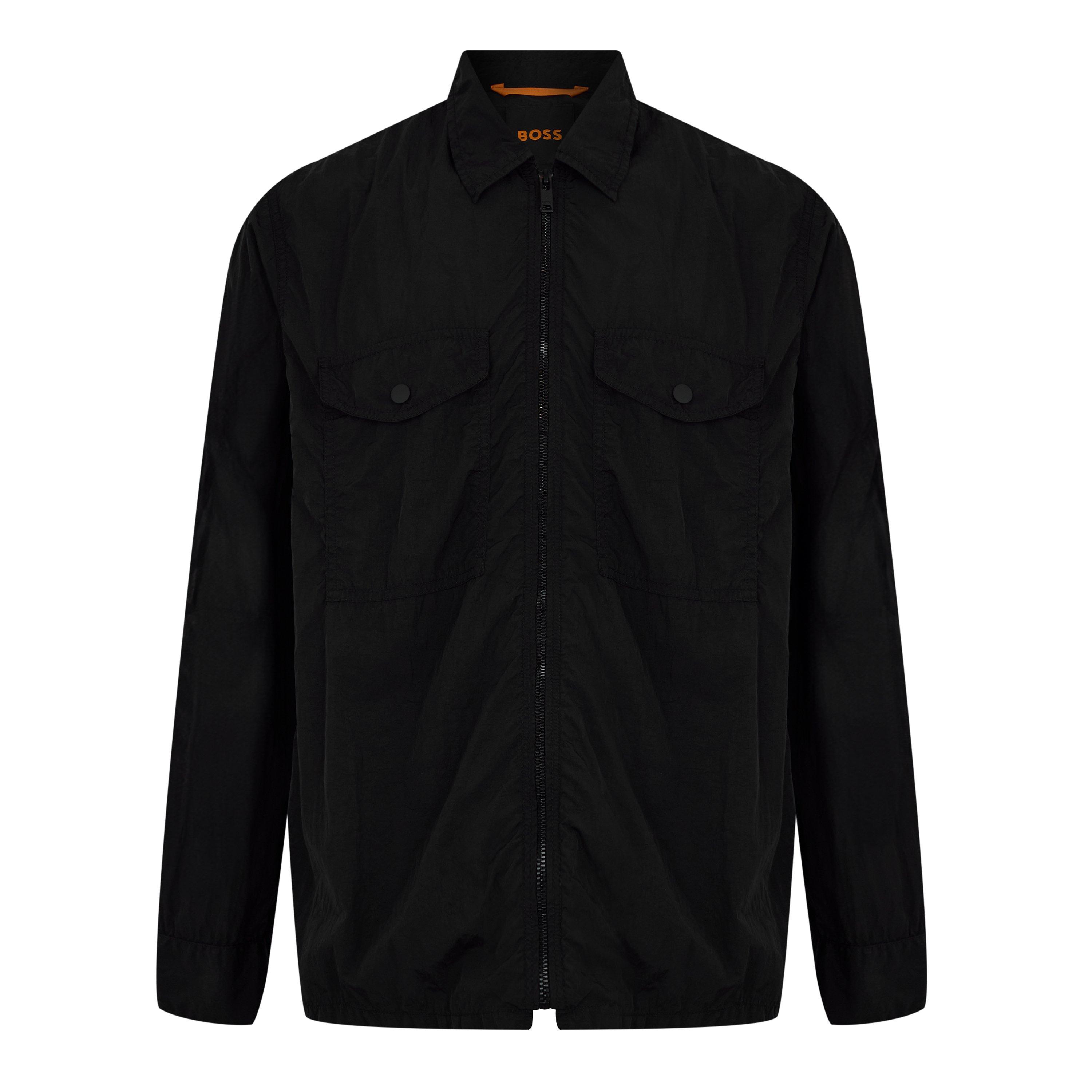 Black 001 - Boss - Men's Orange Zip Long Sleeve Overshirt - 1