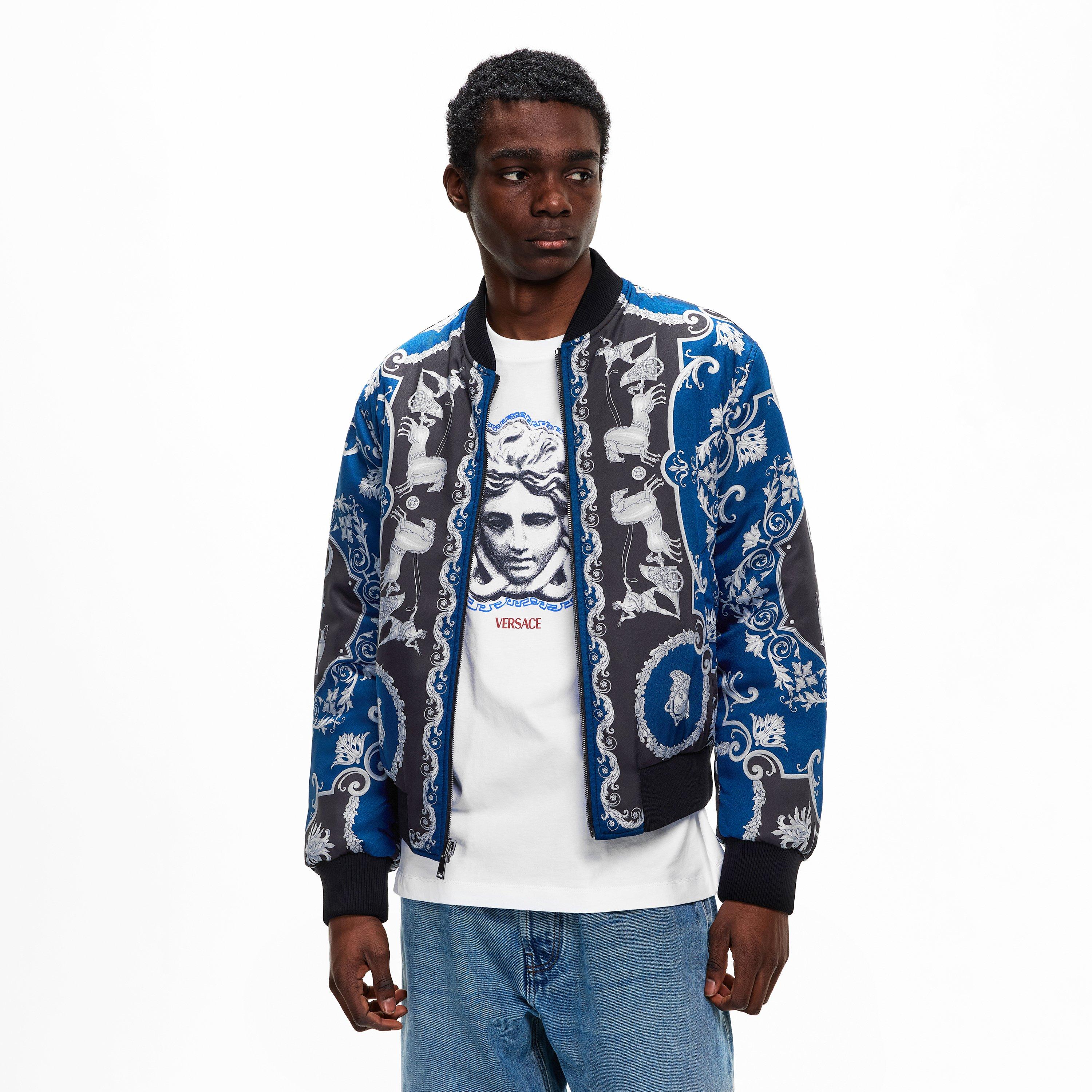 Black/Petrol - Versace - Men's Reversible Bomber Jacket - 8