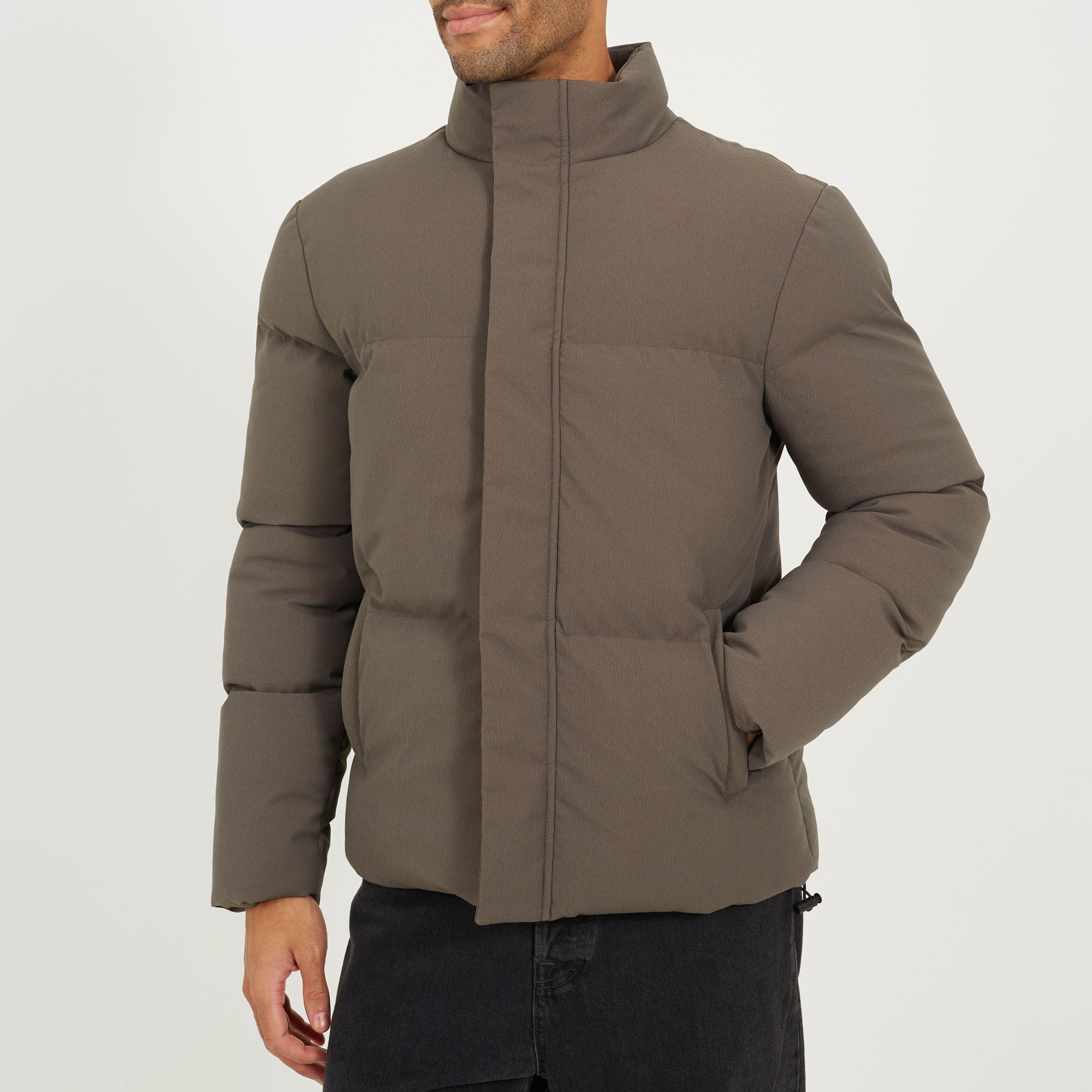 Brave Soul Men's Medium Puffer Jacket - Taupe - Medium