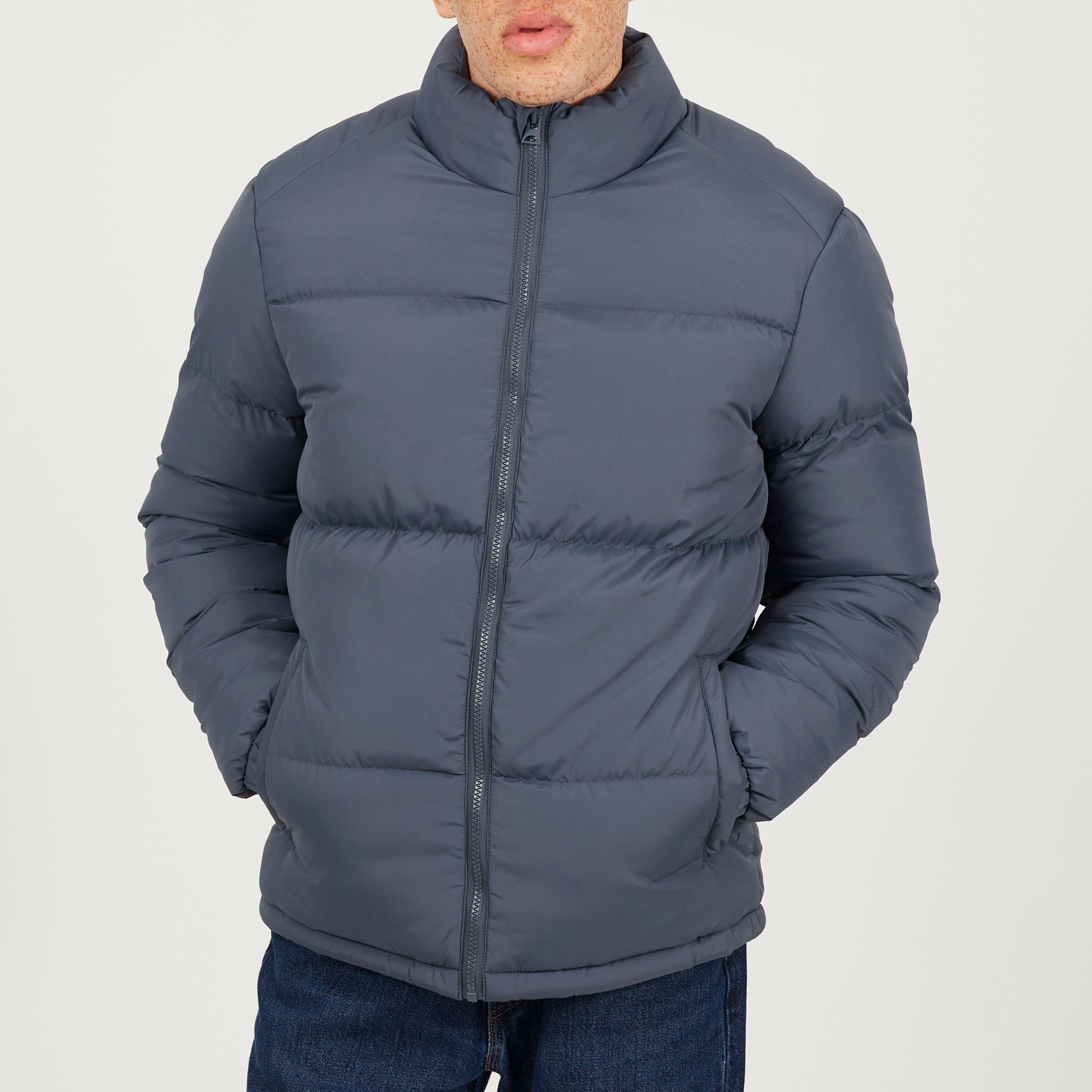 Brave Soul Men's Padded Puffer Jacket With Zip Pockets - Blue - Large
