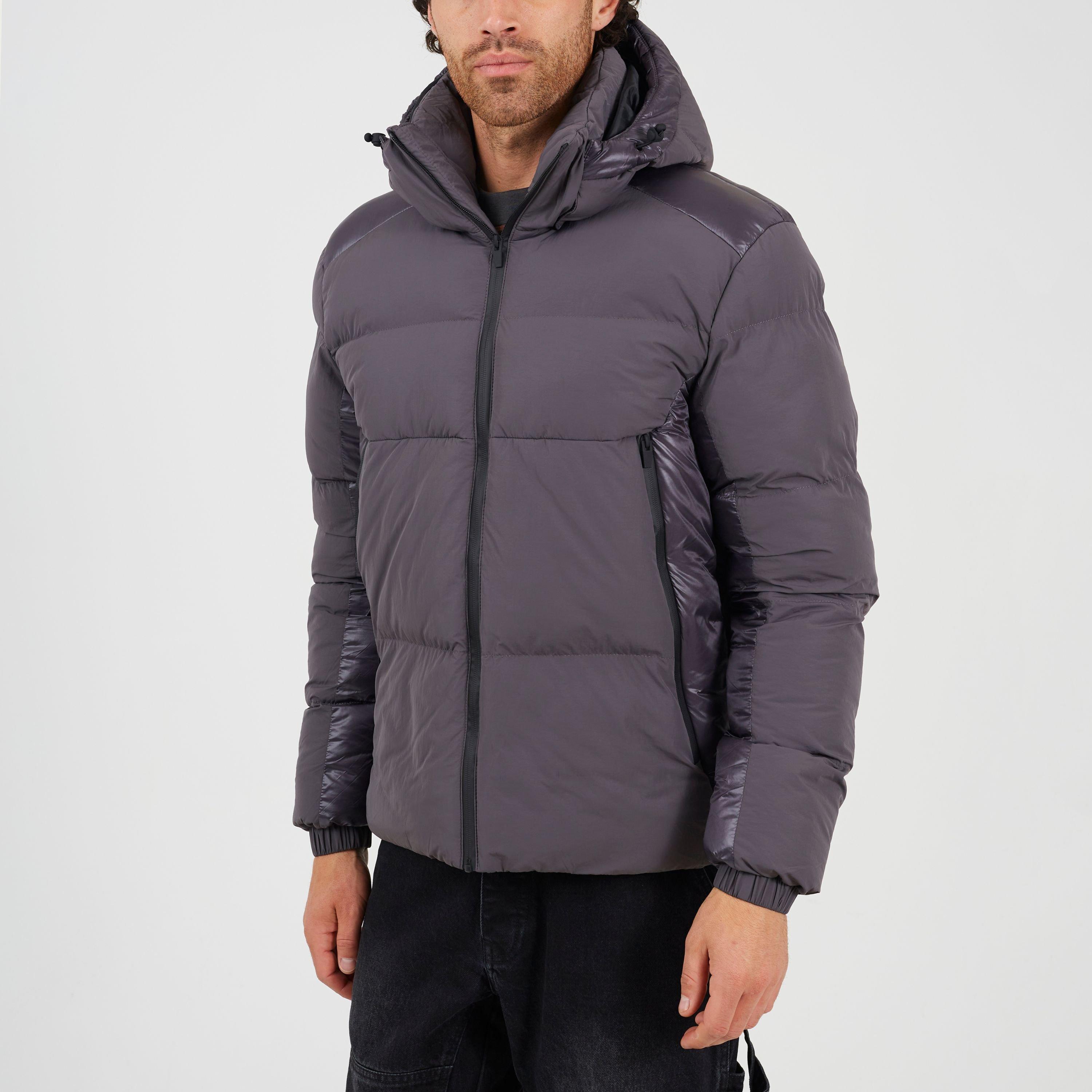Brave Soul Men's Padded Medium Puffer Jacket - Grey - Large