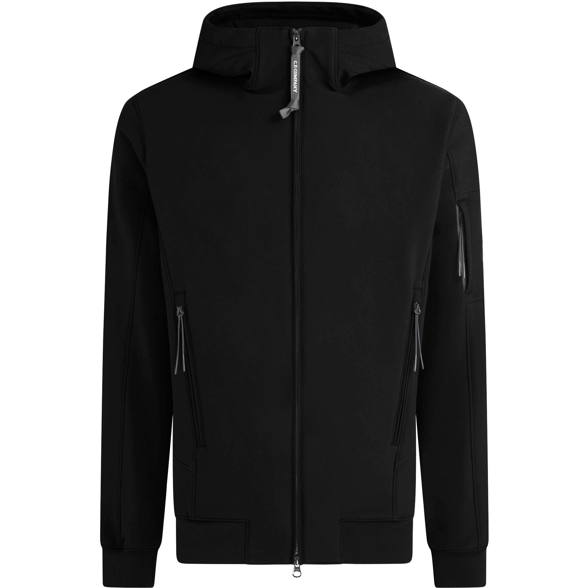 Black 999 - CP Company - Men's Lens Windproof Hooded Long Sleeve Softshell Jacket - 1