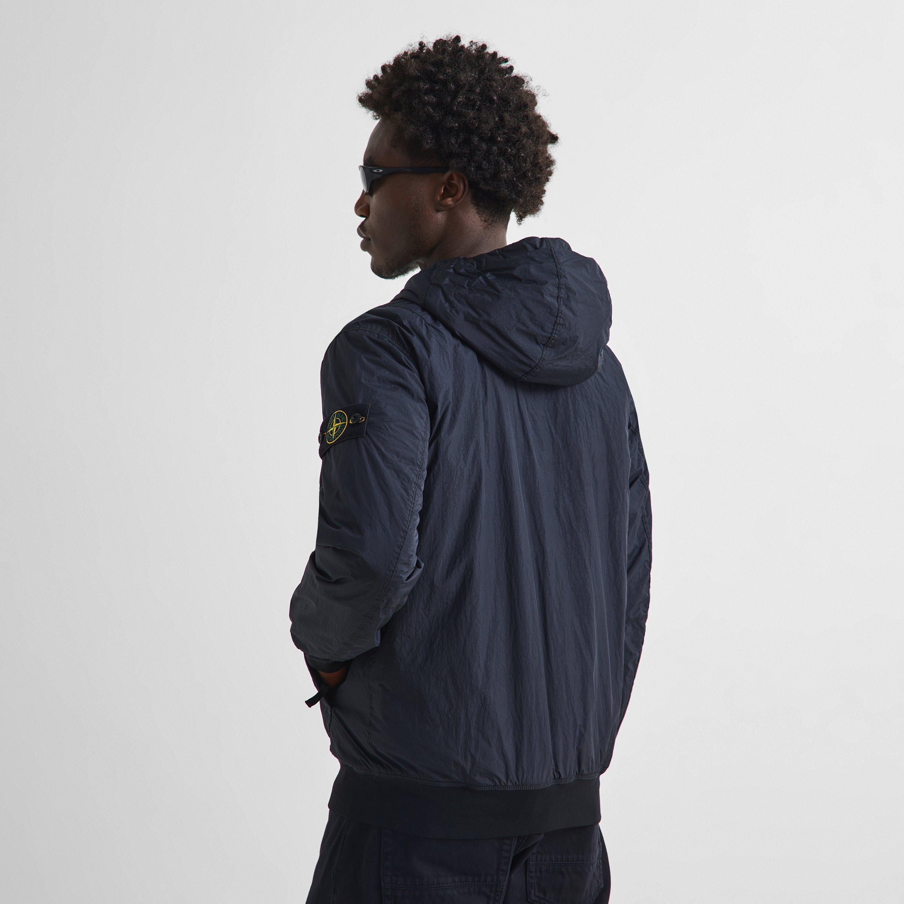 Navy V0020 - Stone Island - Men's Crinkle Reps Hooded Bomber Jacket - 4