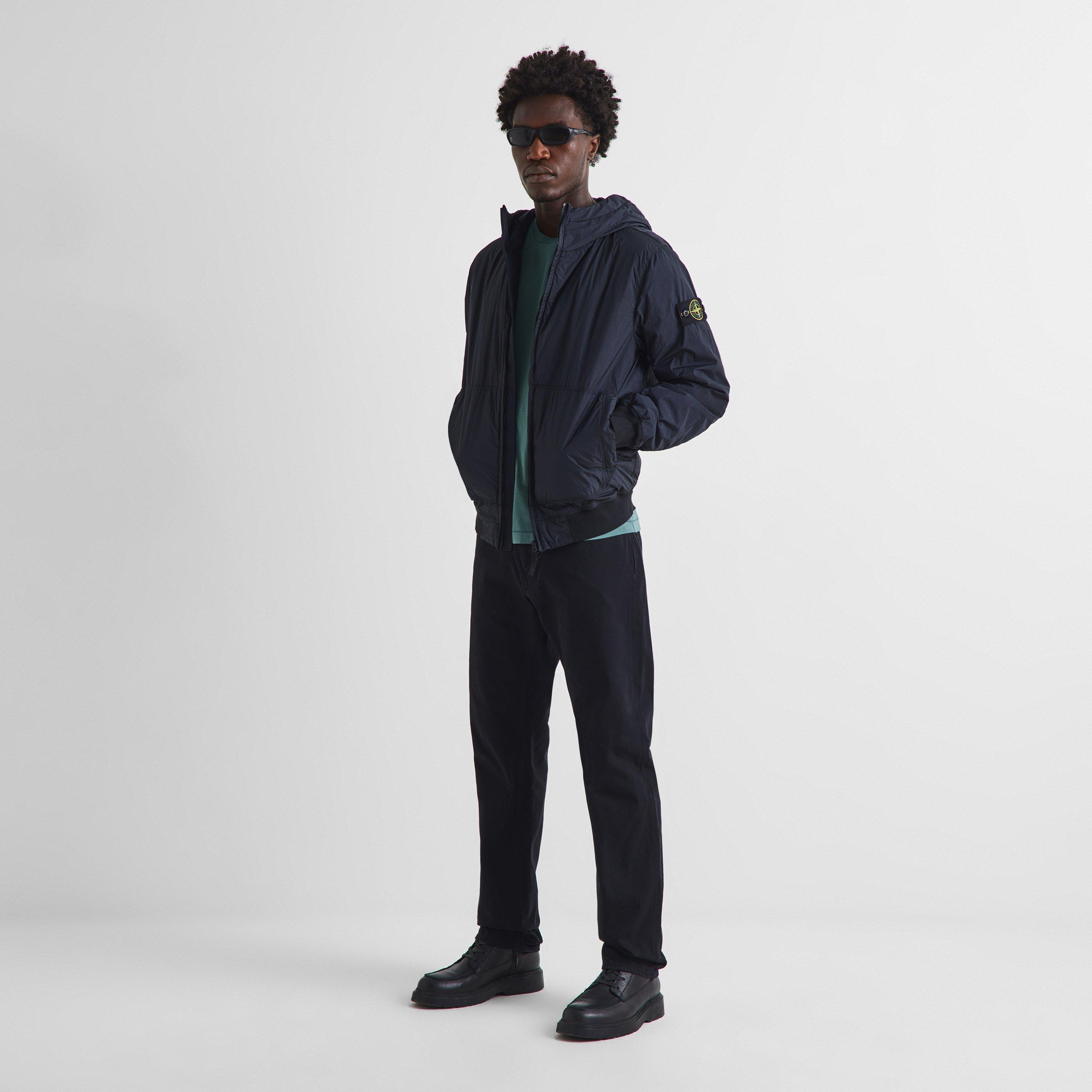 Navy V0020 - Stone Island - Men's Crinkle Reps Hooded Bomber Jacket - 6
