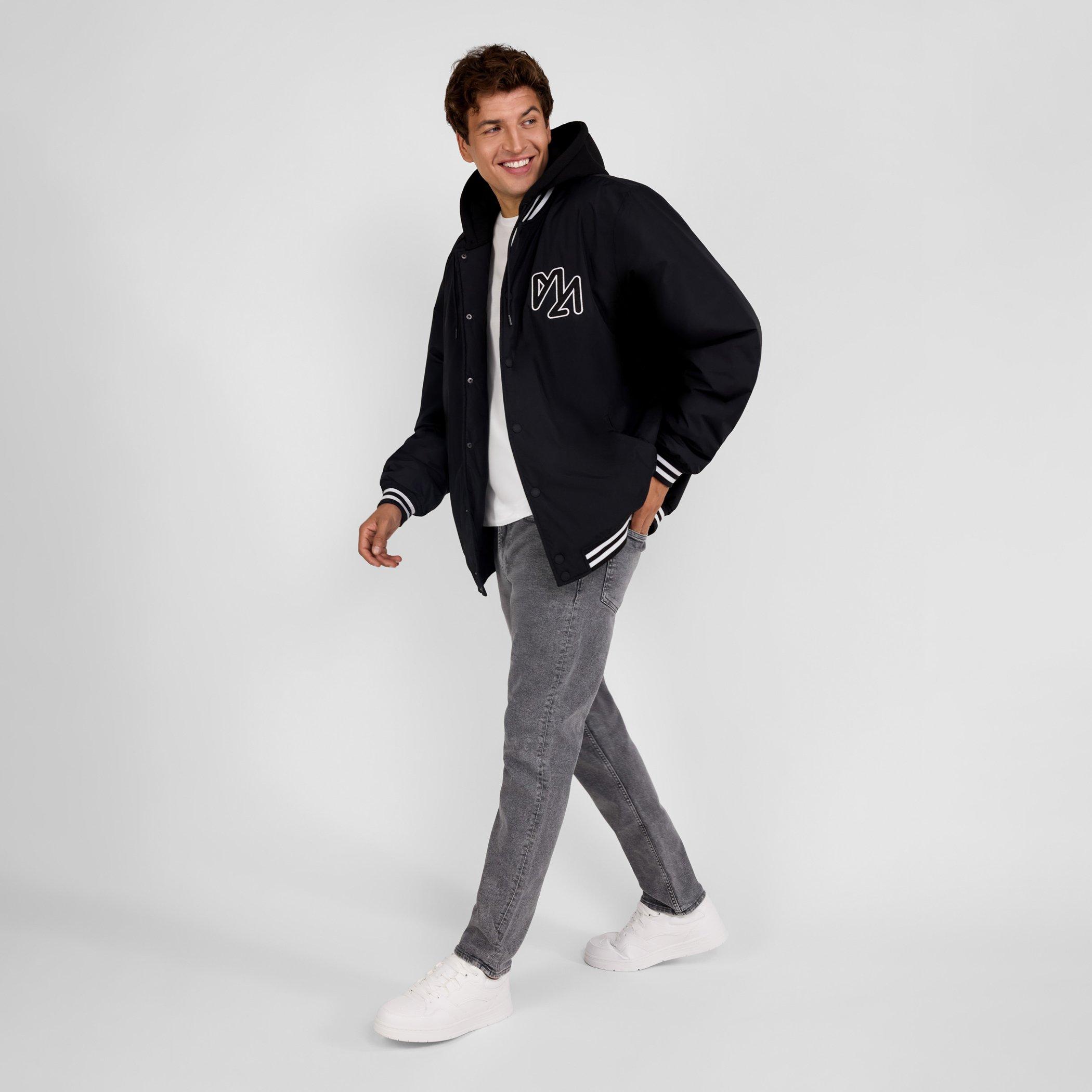 Black - Minoti - Men baseball style jacket detachable hood black - 3