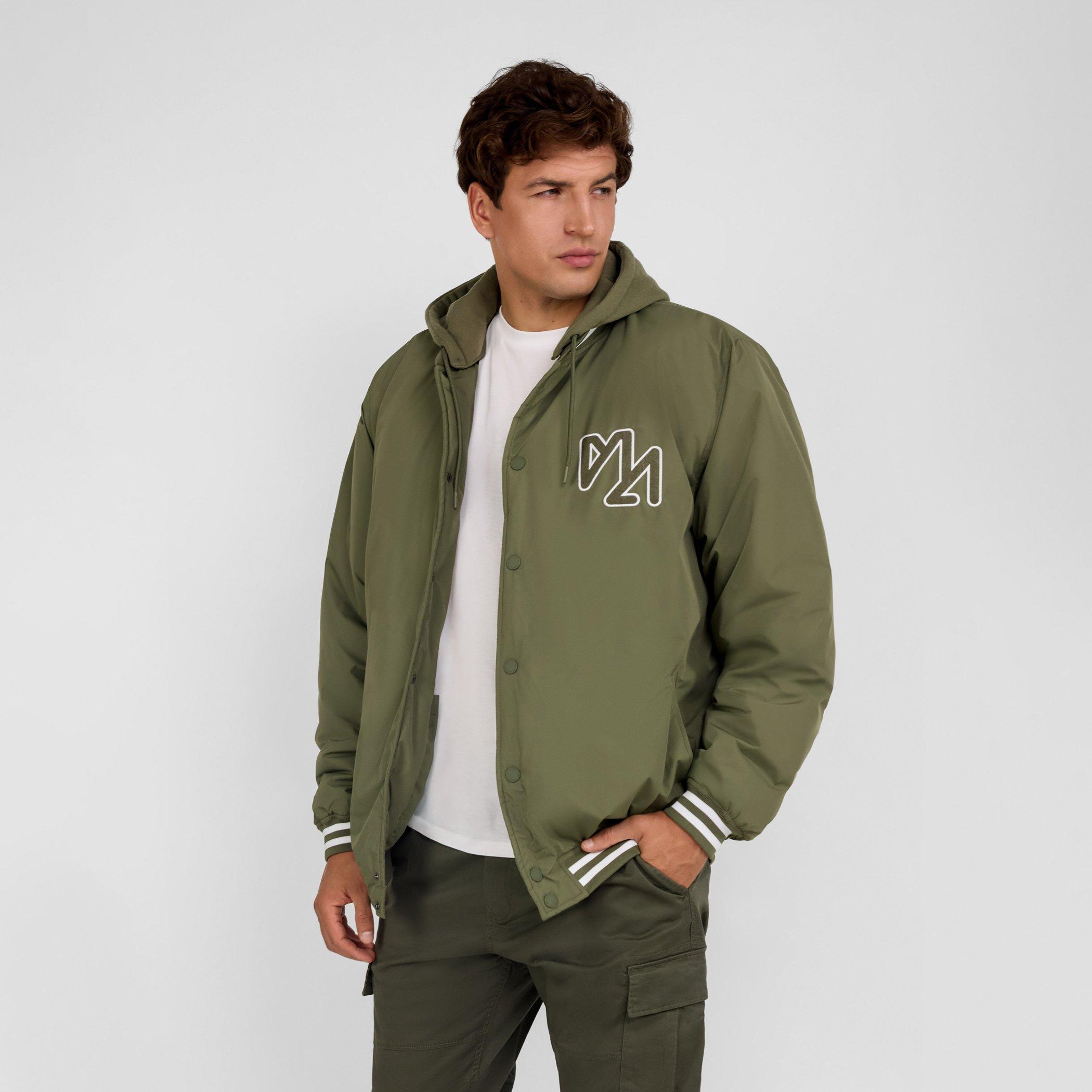 Kaki - Minoti - Men baseball style jacket detachable hood khaki - 2