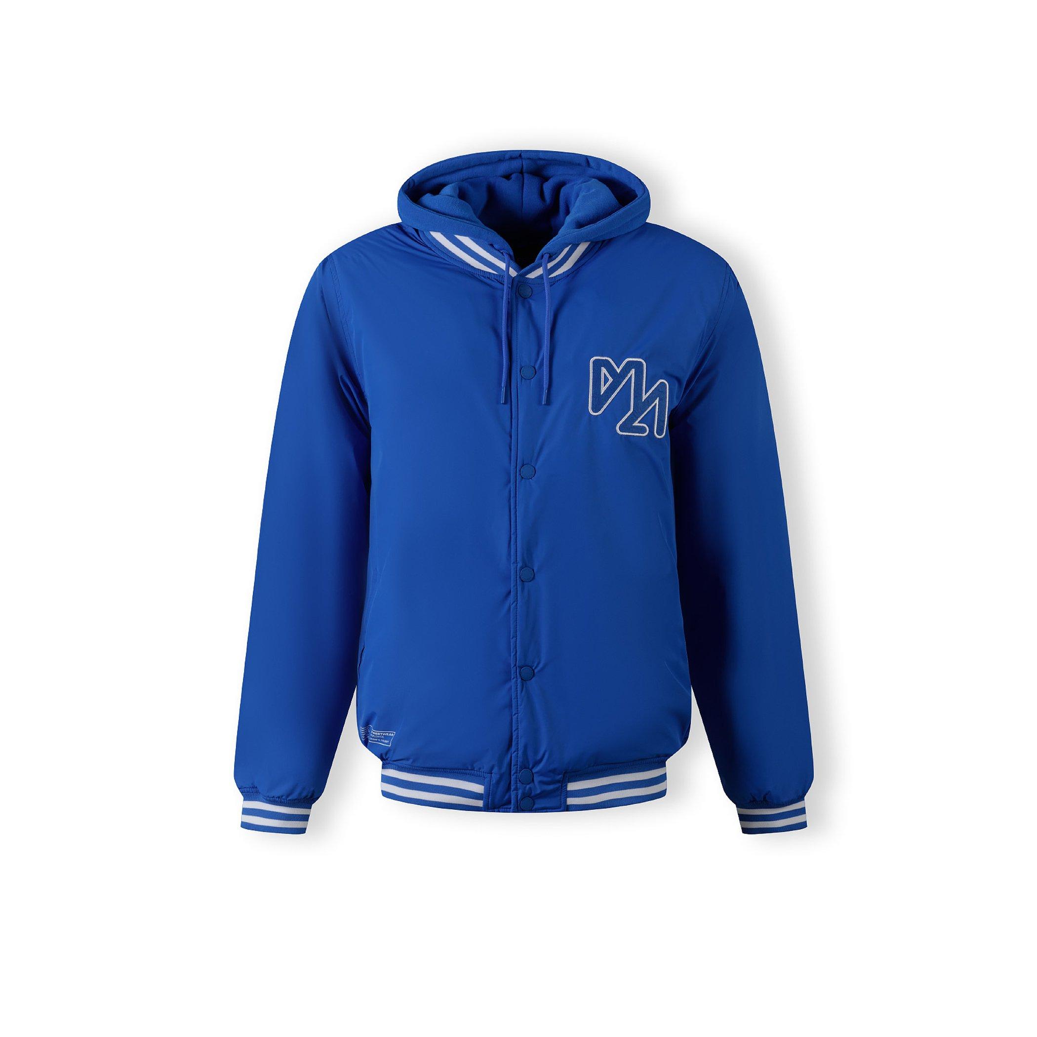 Minoti Men's Baseball Style Jacket Detachable Hood Cobalt Blue - Royal Blue - Large