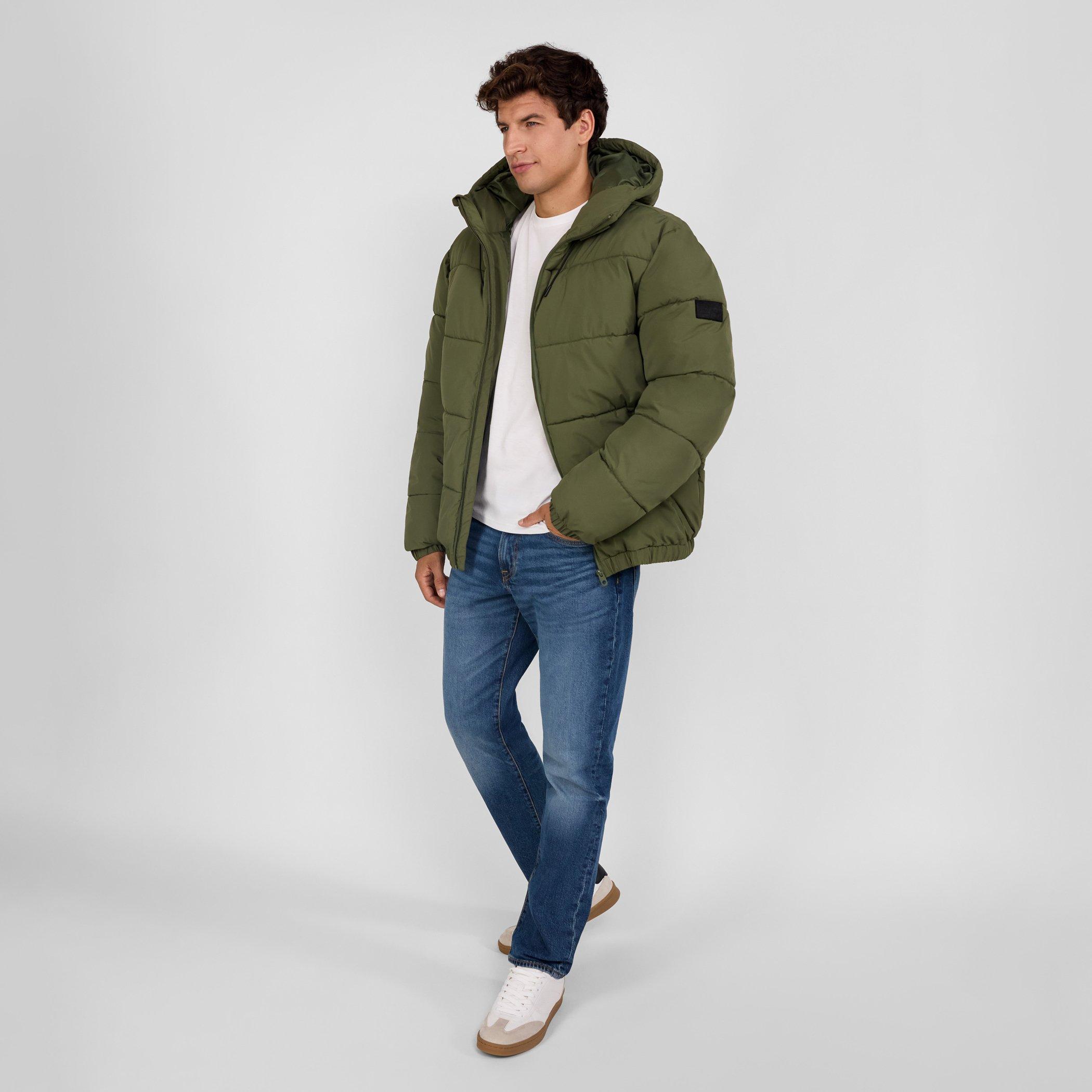 Khaki - Minoti - Men ripstop jacket high collar adjustable hood khaki - 3