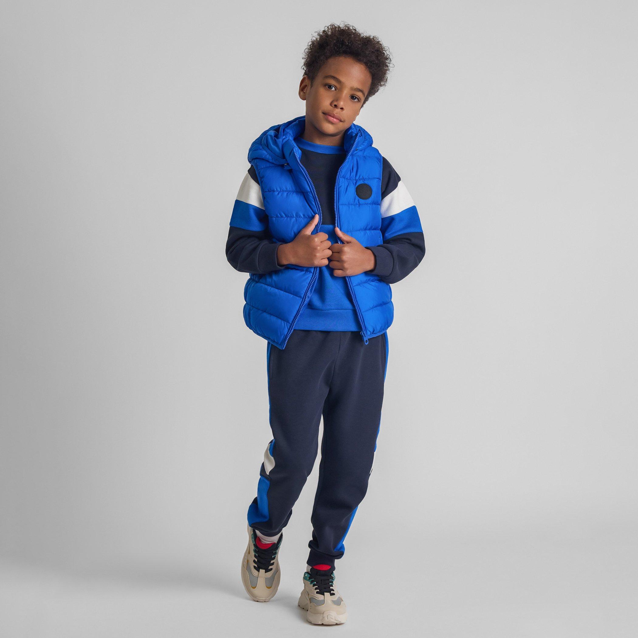 Royal Blue - Minoti - Boys padded gilet with detachable hood cobalt blue - 2