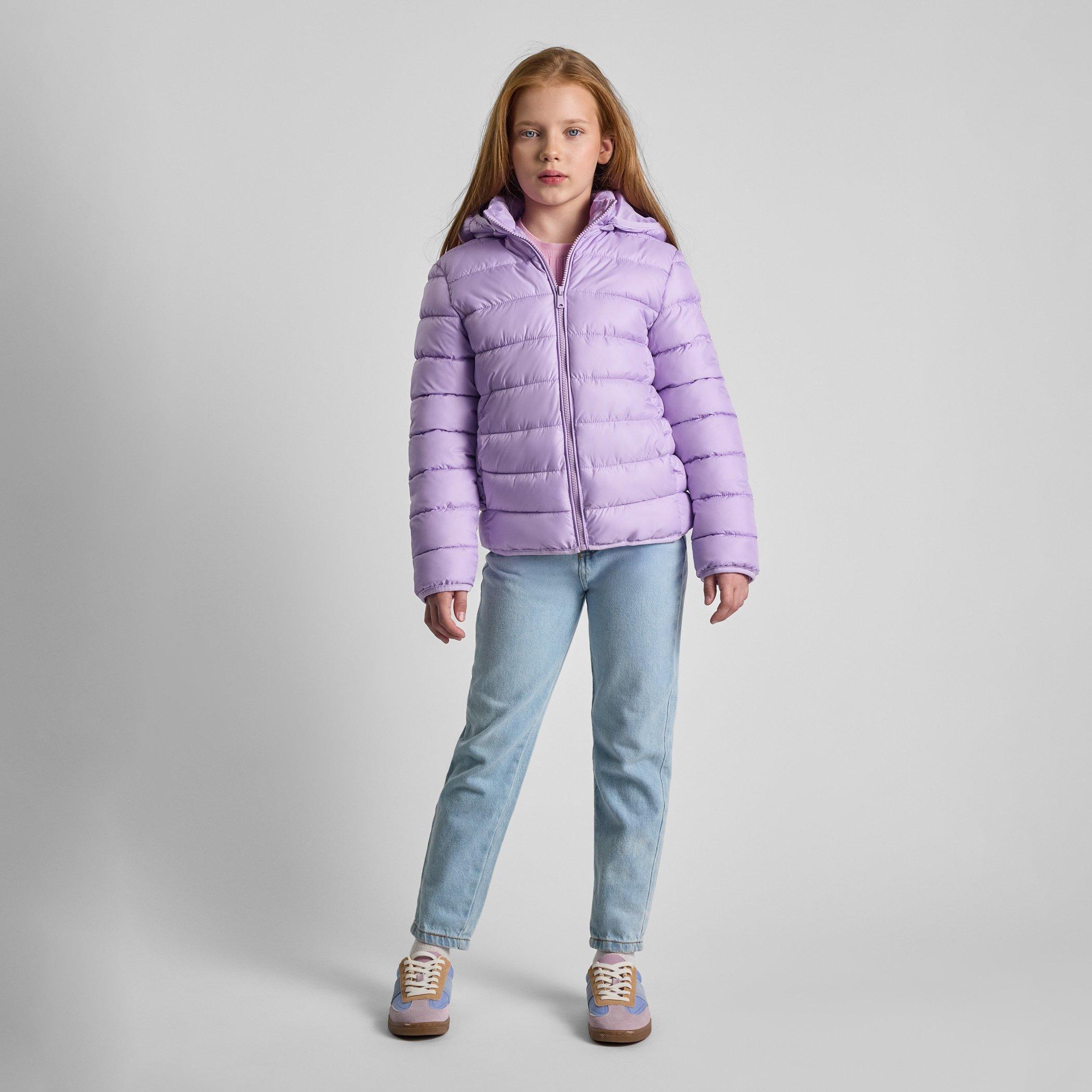 Ljubičasta. - Minoti - Girls quilted jacket detachable hood lilac - 2