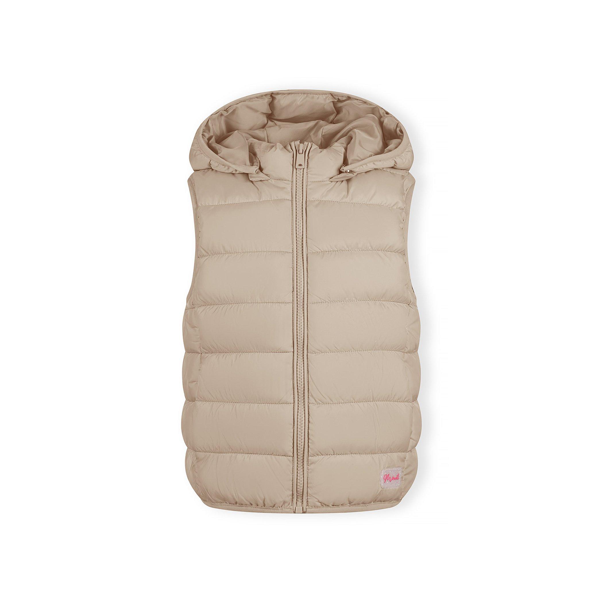 Sand - Minoti - Girls quilted gilet removable hood beige - 1