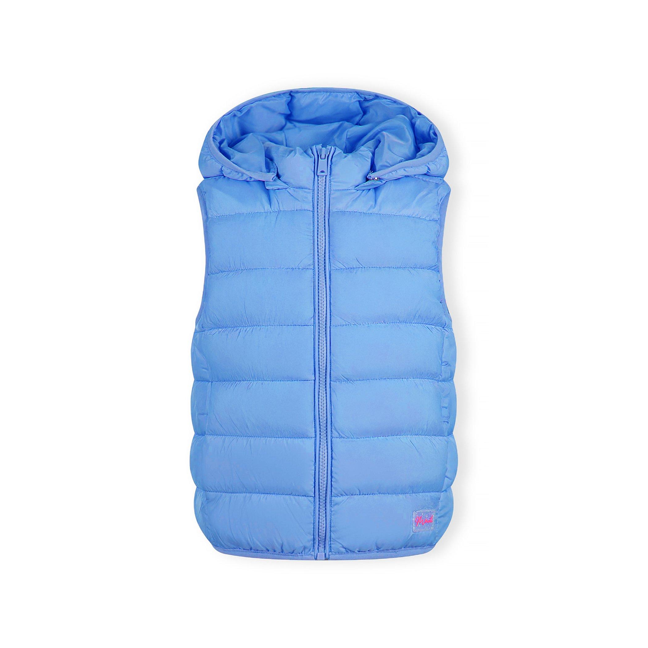 Light Blue - Minoti - Girls quilted gilet with full zip and detachable hood light blue - 1