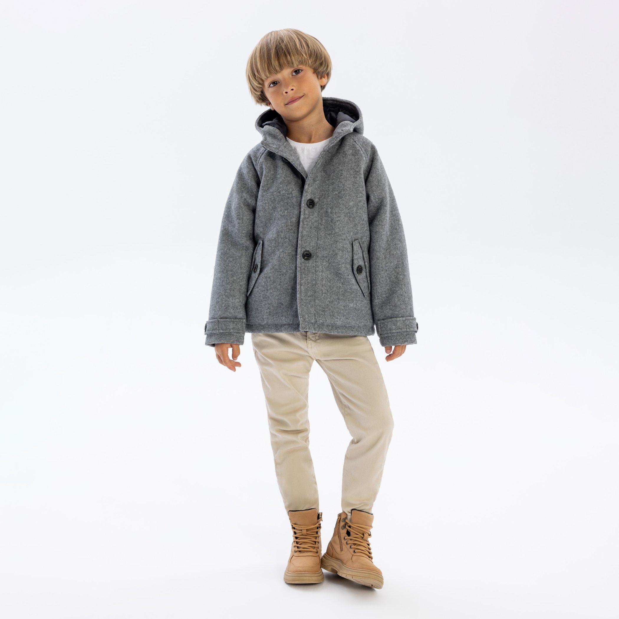 Dark Grey - Minoti - Boys coat button fastening grey - 5