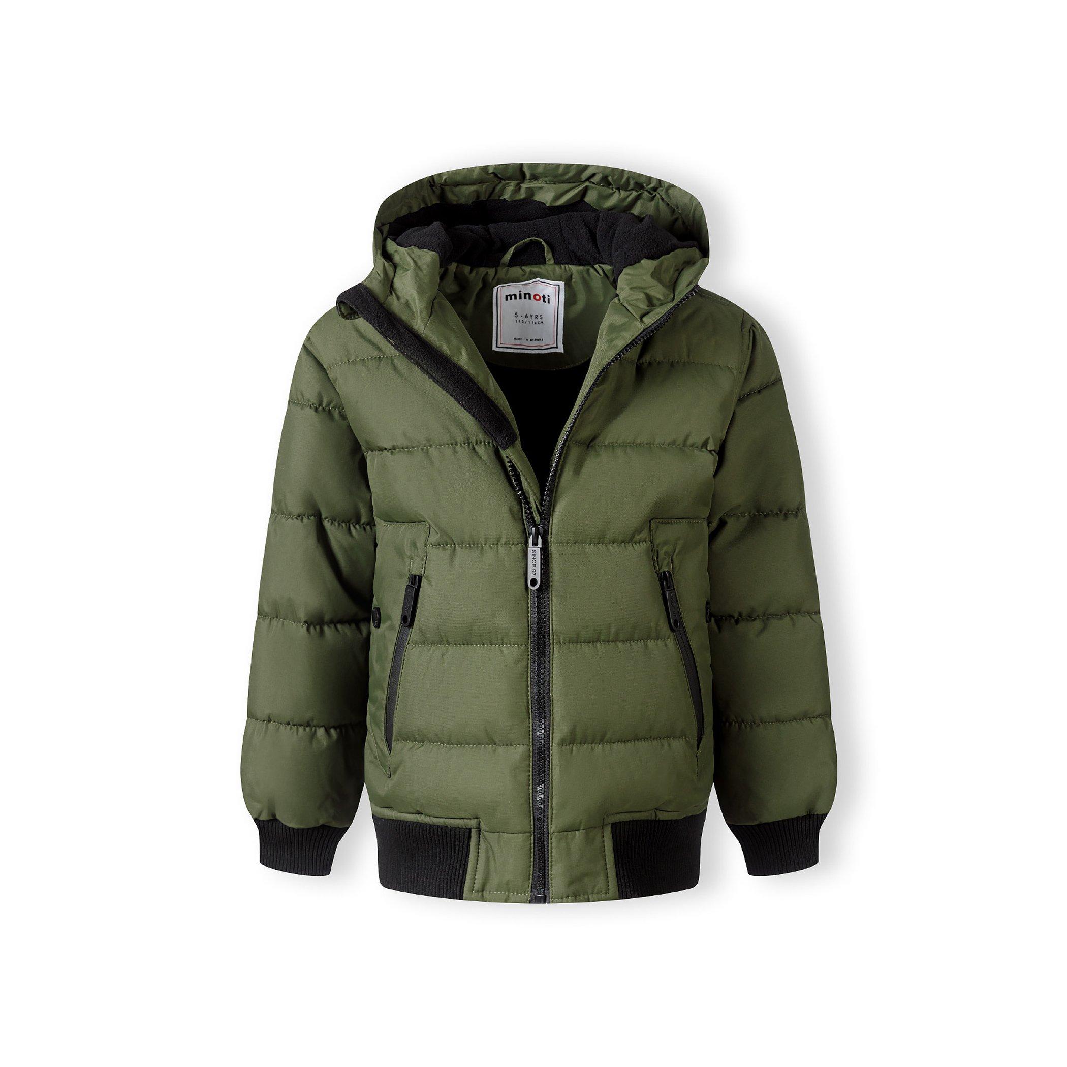 Khaki - Minoti - Boys padded jacket with hood zipped pockets khaki - 4