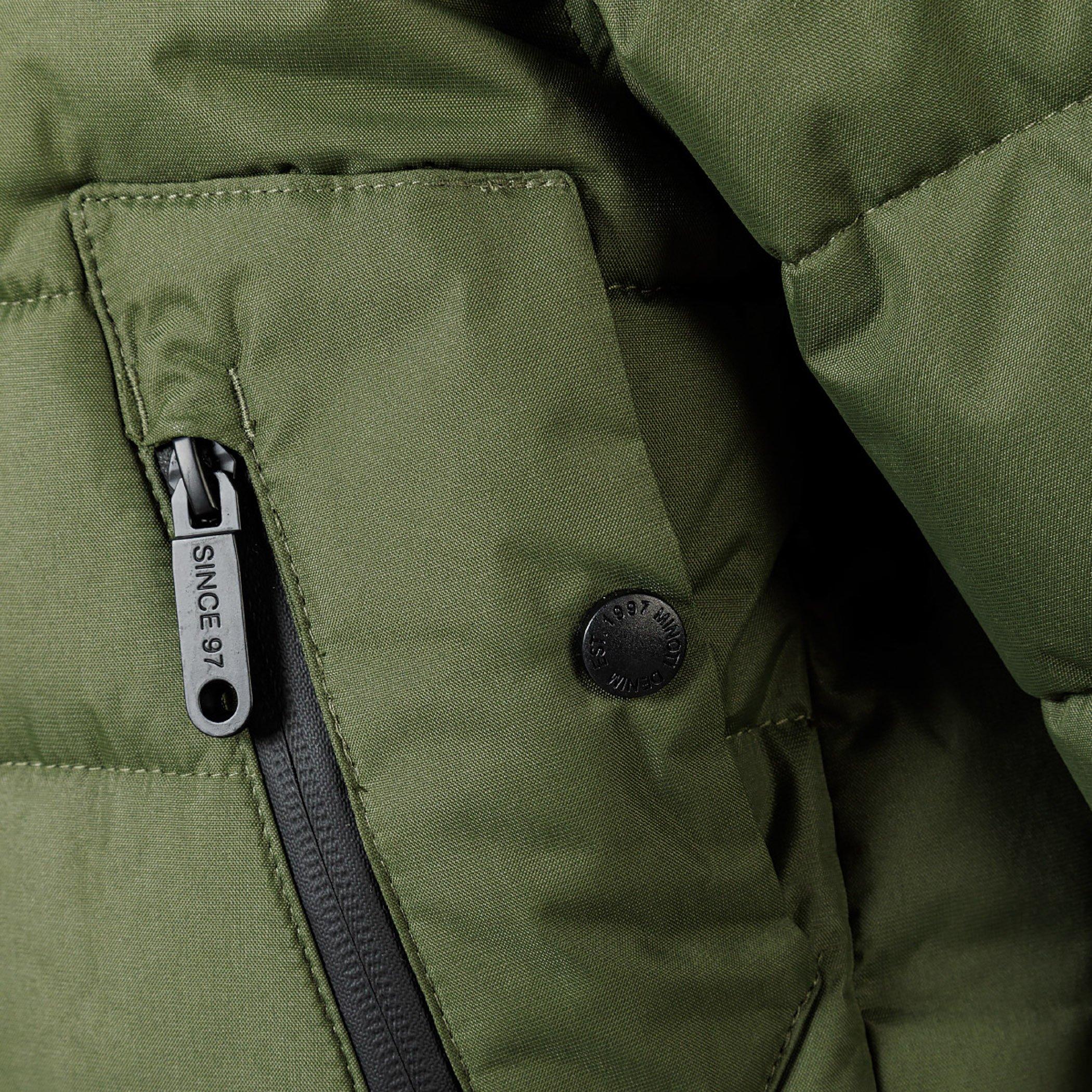 Khaki - Minoti - Boys padded jacket with hood zipped pockets khaki - 5