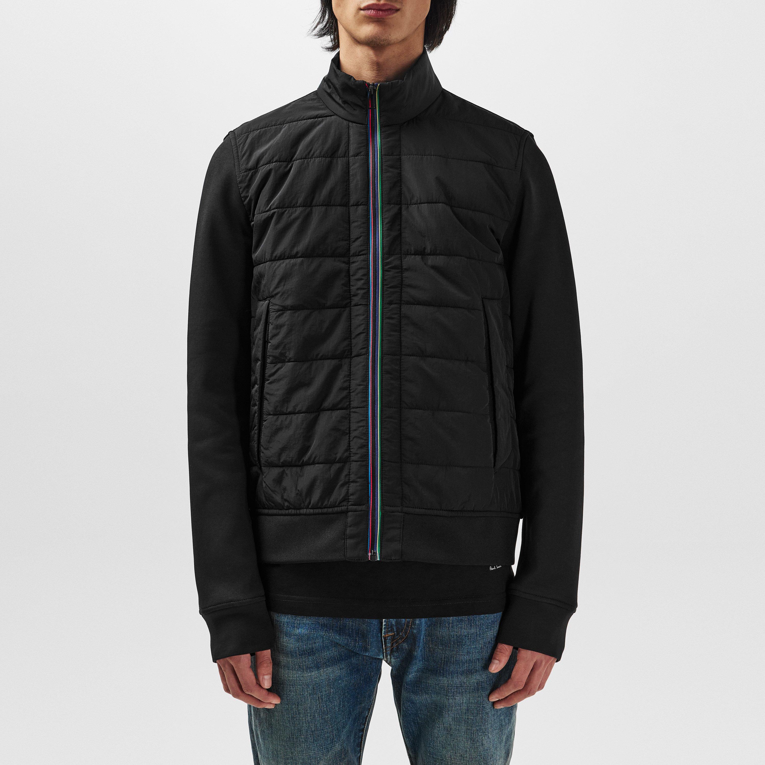 Black 79 - PS Paul Smith - Men's Sports Stripe Mixed Media Hybrid Jacket - 1