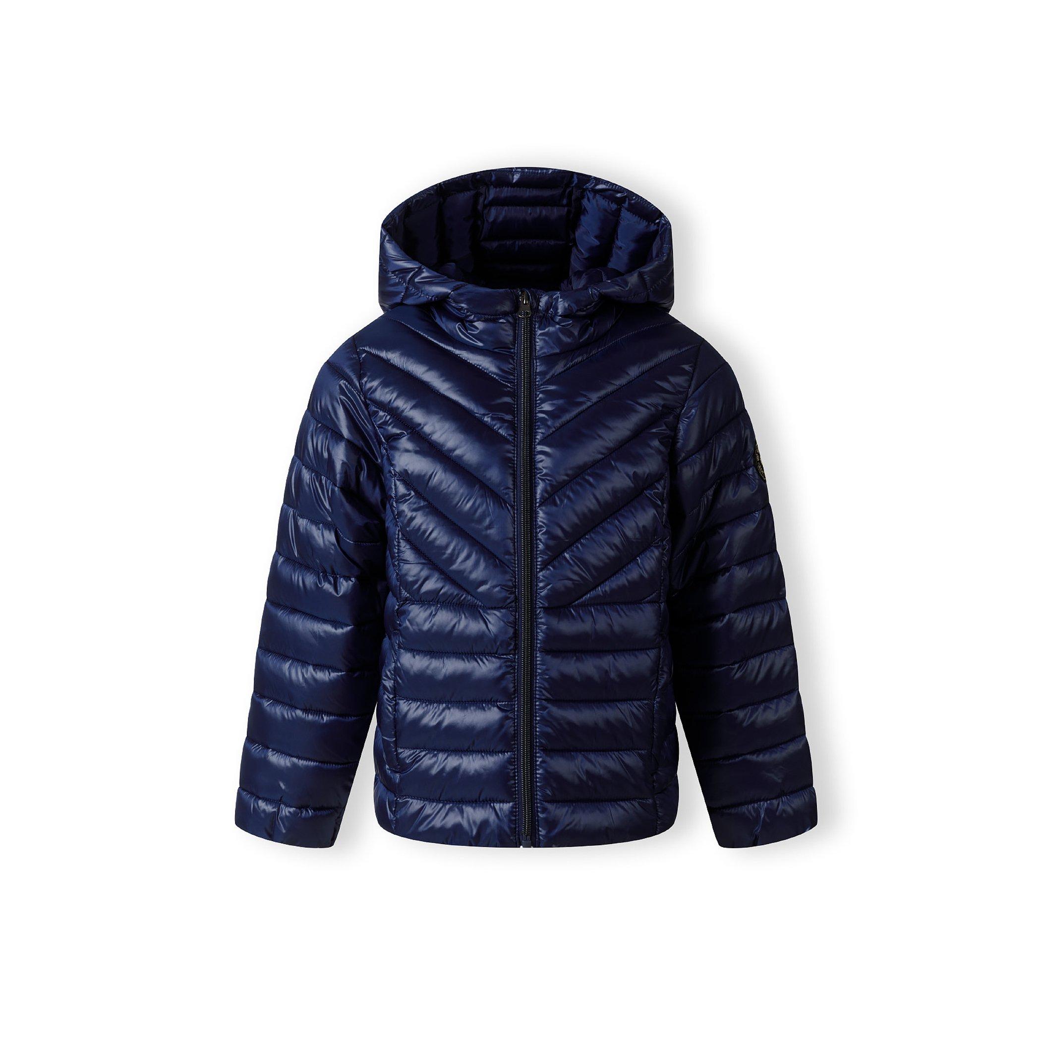 Minoti Girls quilted hooded jacket with zip navy