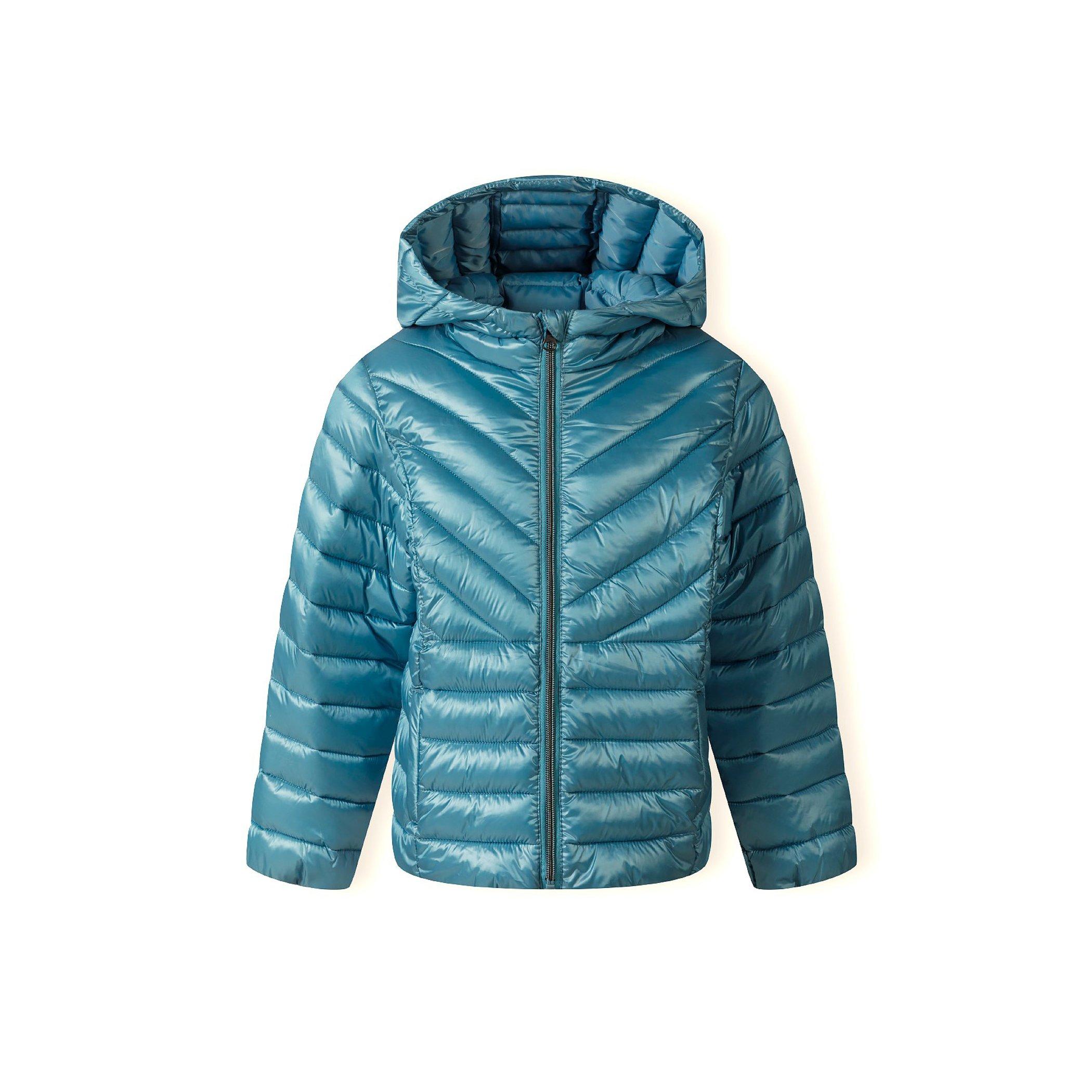 Minoti Girls Quilted Hooded Jacket Zip Fastening Turquoise - 7-8 Yrs