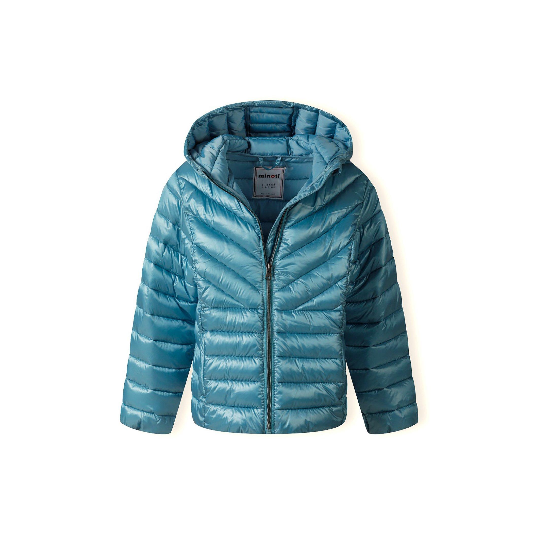 Turquoise - Minoti - Girls quilted hooded jacket zip fastening turquoise - 4