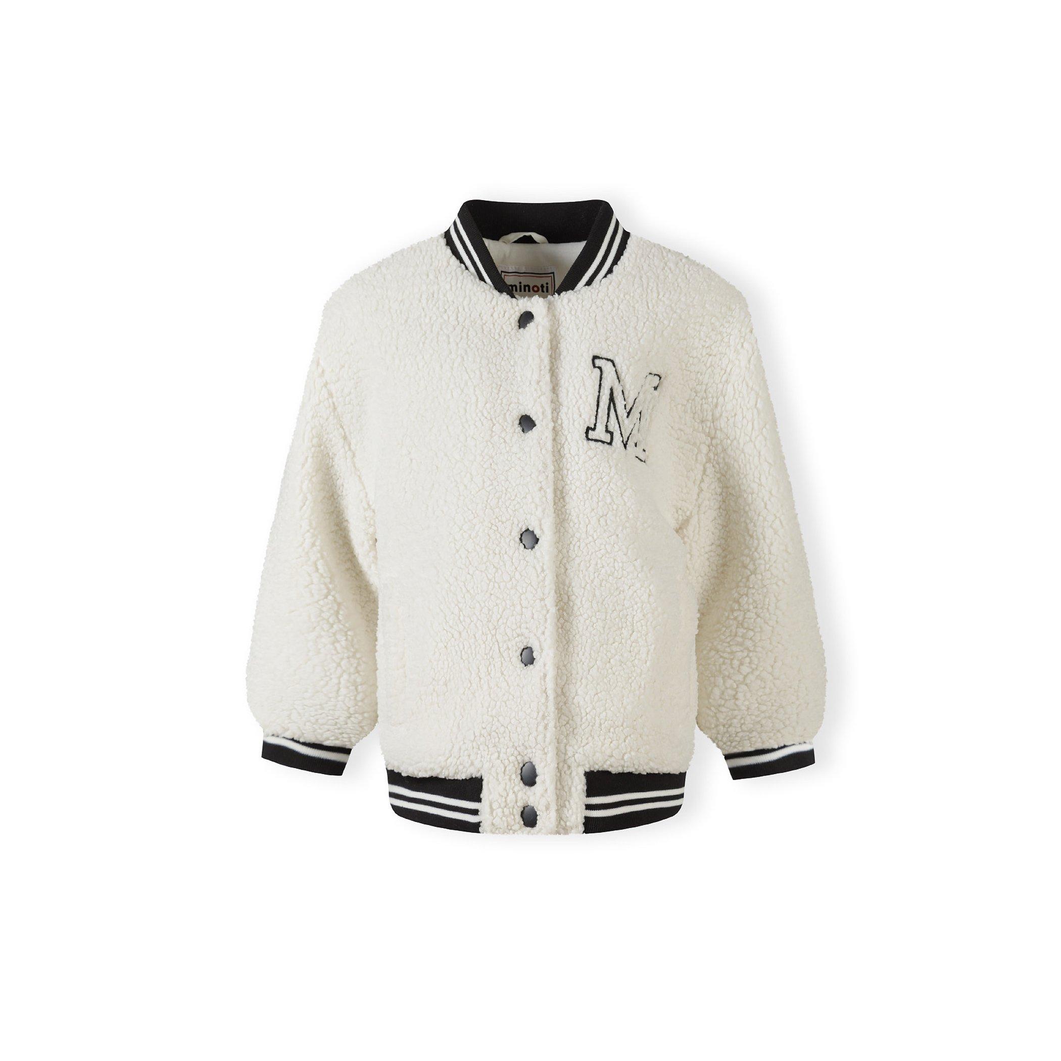 Off White - Minoti - Girls borg baseball jacket with chest embroidery cream - 1