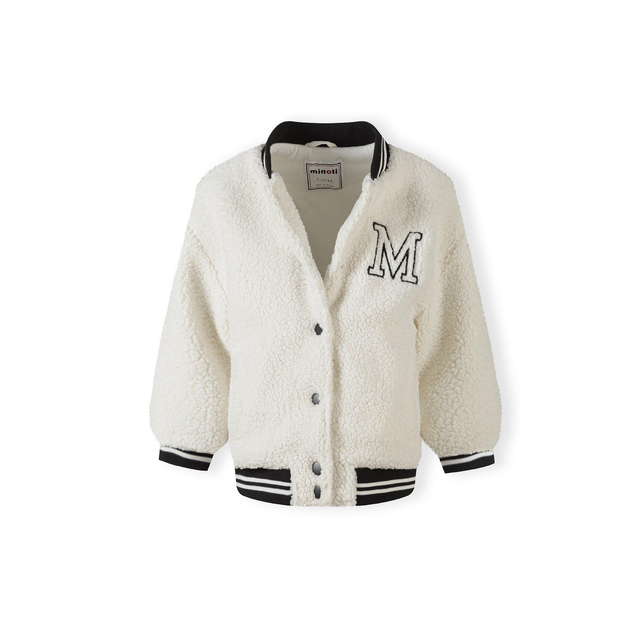 Off White - Minoti - Girls borg baseball jacket with chest embroidery cream - 4