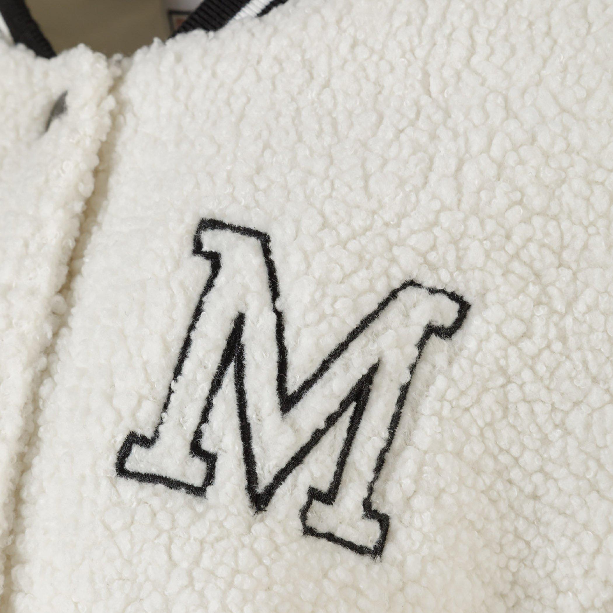 Off White - Minoti - Girls borg baseball jacket with chest embroidery cream - 6