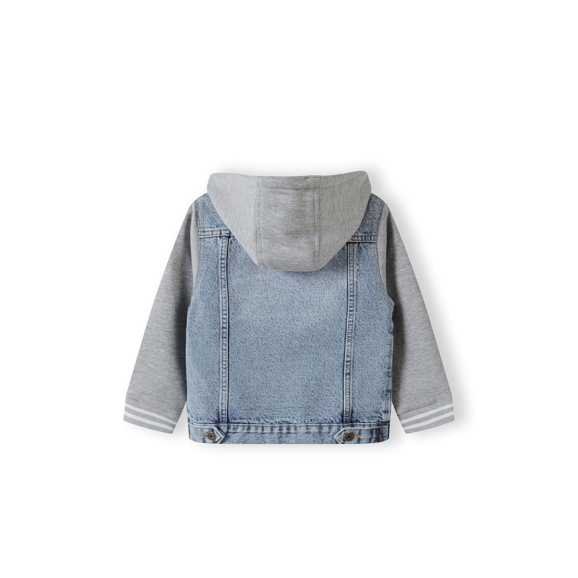 LightBlue Denim - Minoti - Boys denim jacket fleece sleeves detachable hood light blue - 4