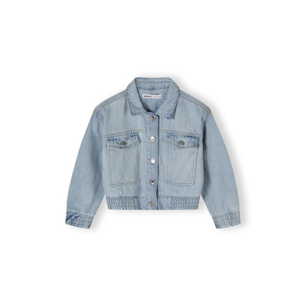 LightBlue Denim - Minoti - Girls cropped soft denim bomber jacket light blue - 1