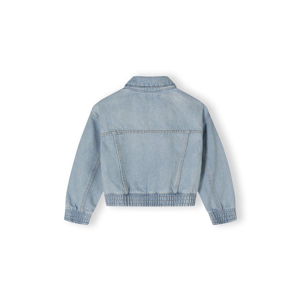 Denim LightBlue - Minoti - Girls cropped soft denim bomber jacket light blue - 3