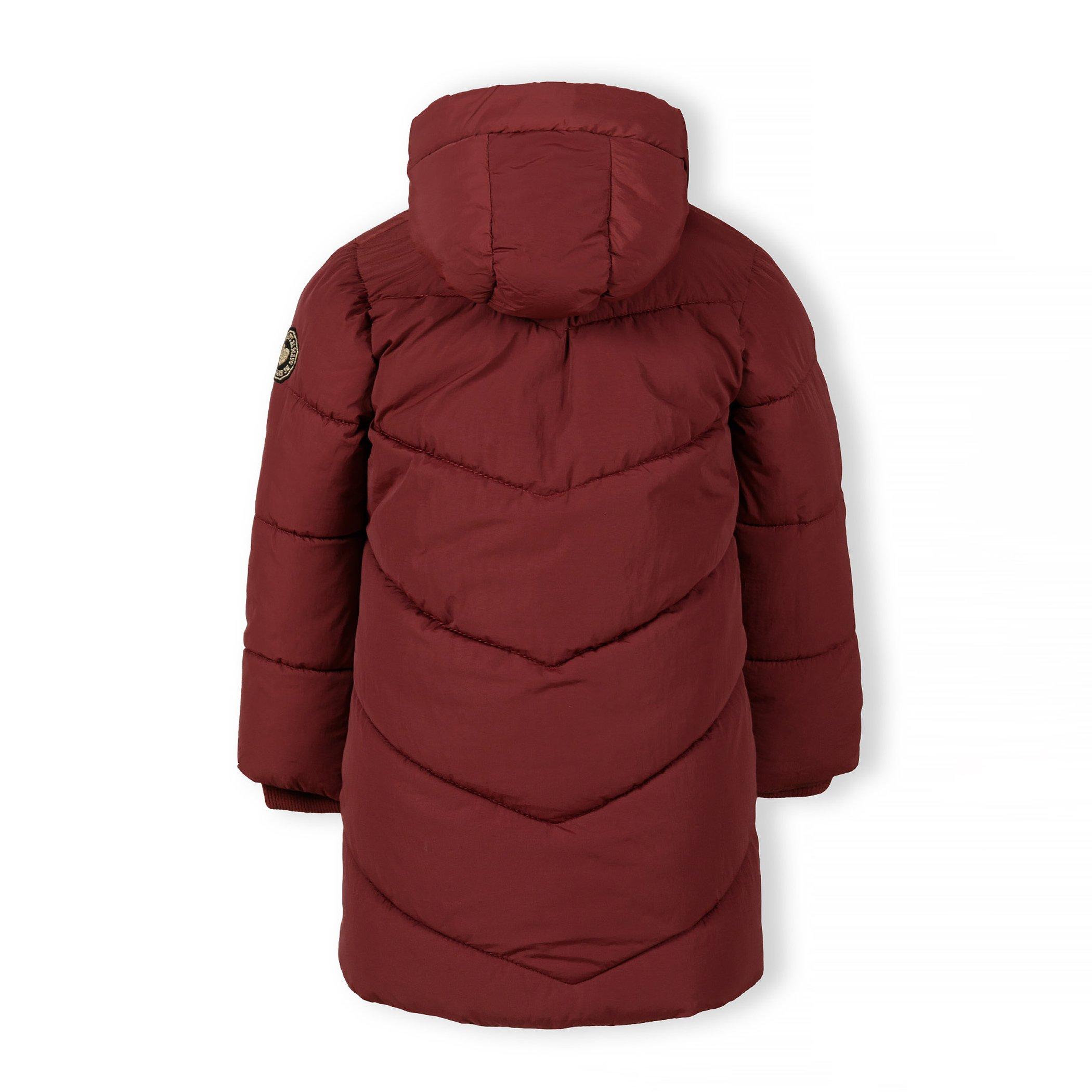 Bordeaux - Minoti - Girls long quilted winter jacket zip press studs burgundy - 4