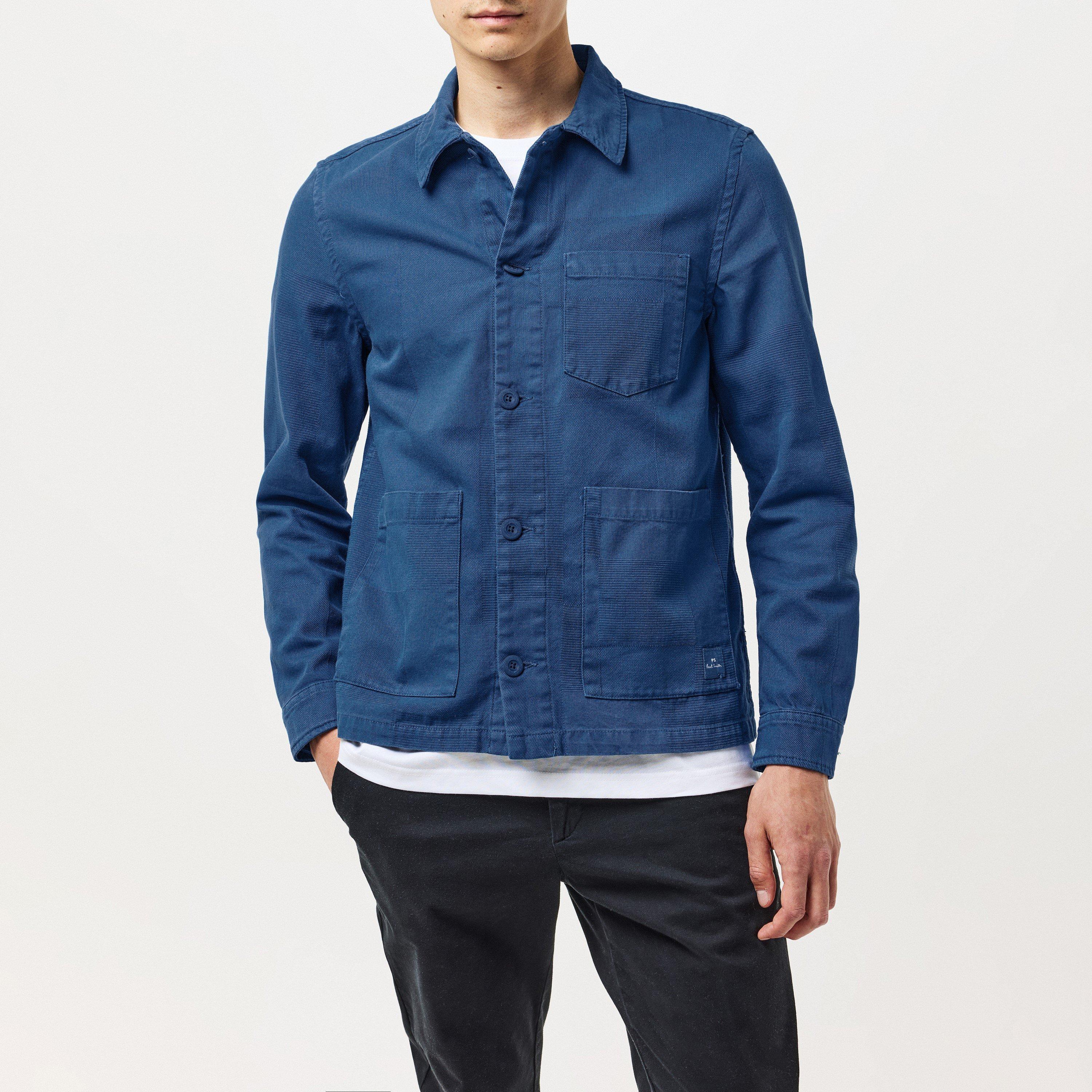 Blue 45 - PS Paul Smith - Men's Jacquard Work Overshirt - 2