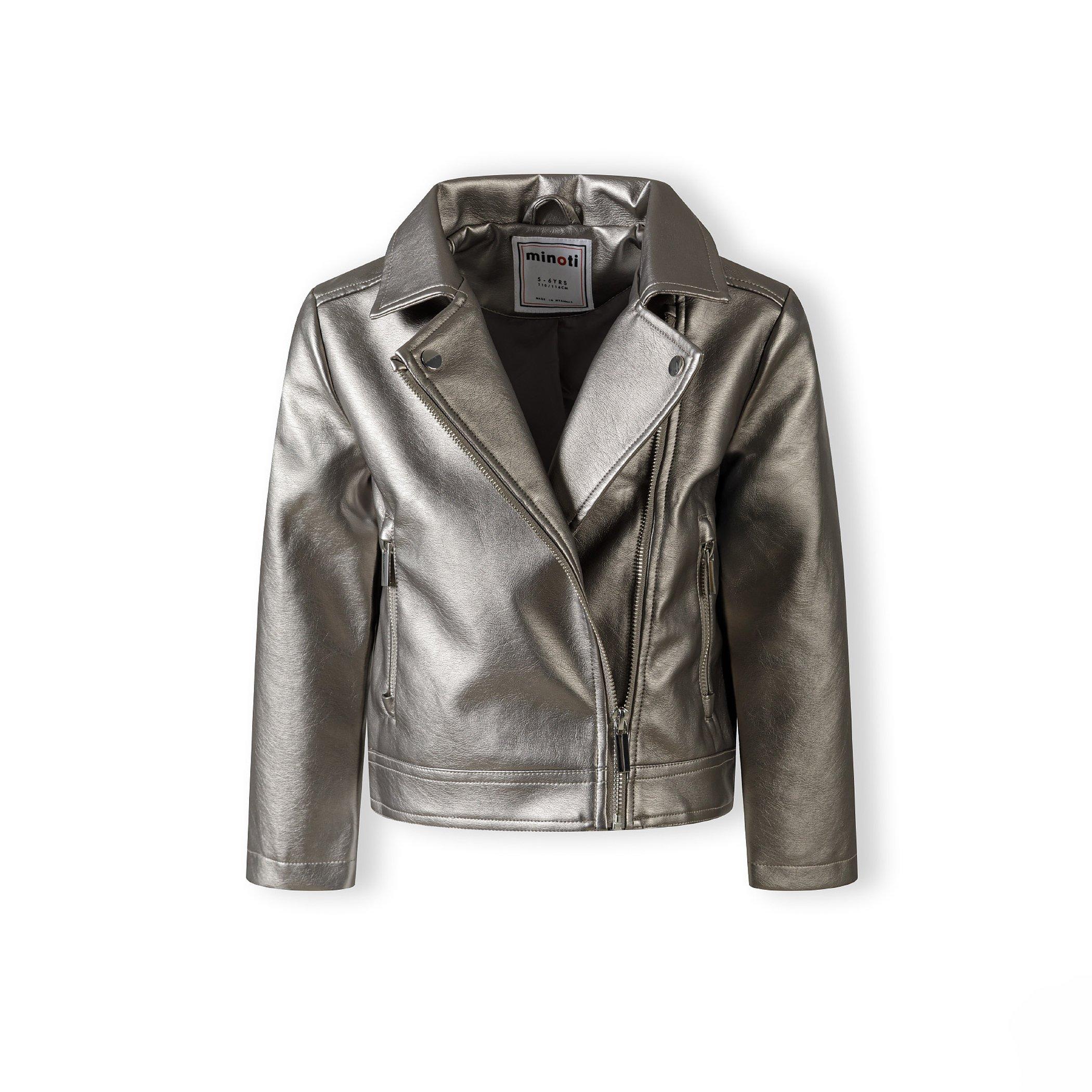 Silver - Minoti - Kids' Biker Leather Jacket - 1